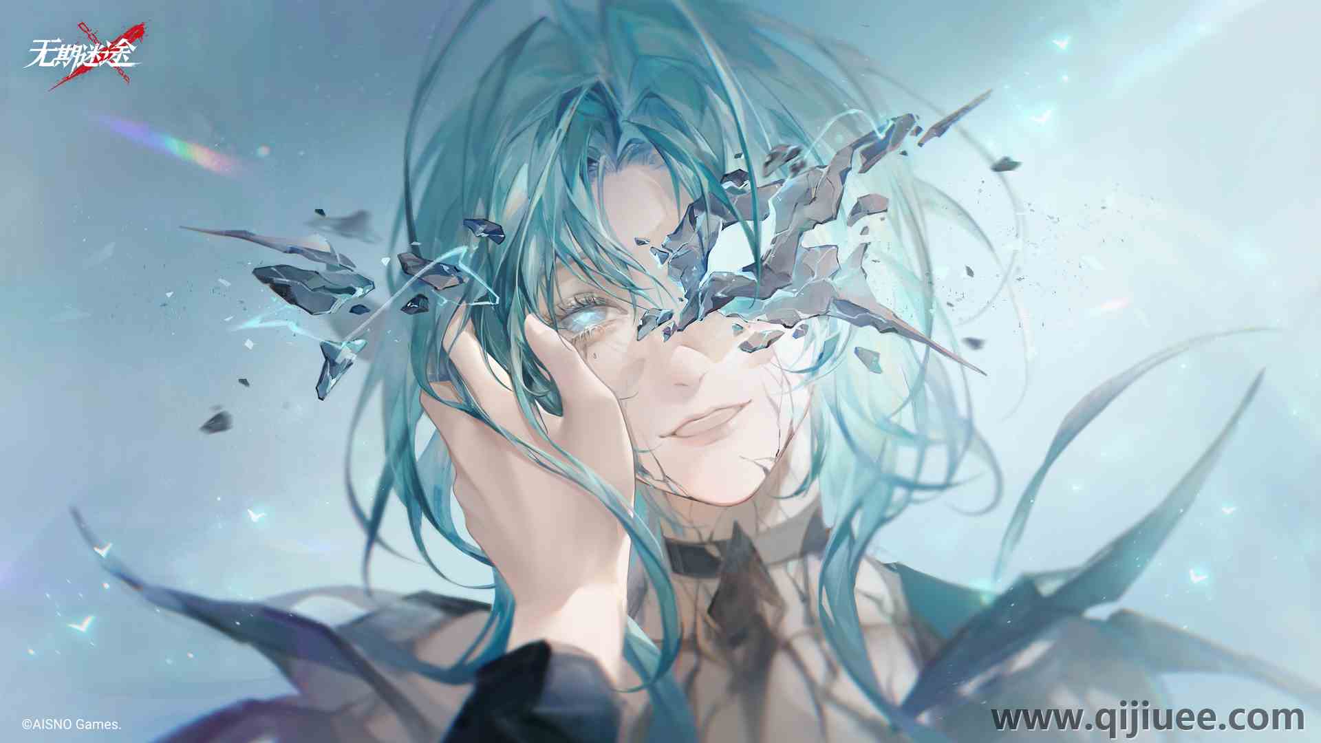 电子游戏 蓝头发 长发 微笑 游戏海报 动漫女孩 简单背景 4K壁纸3840 x 2160/3.57 MB-柒染云阁