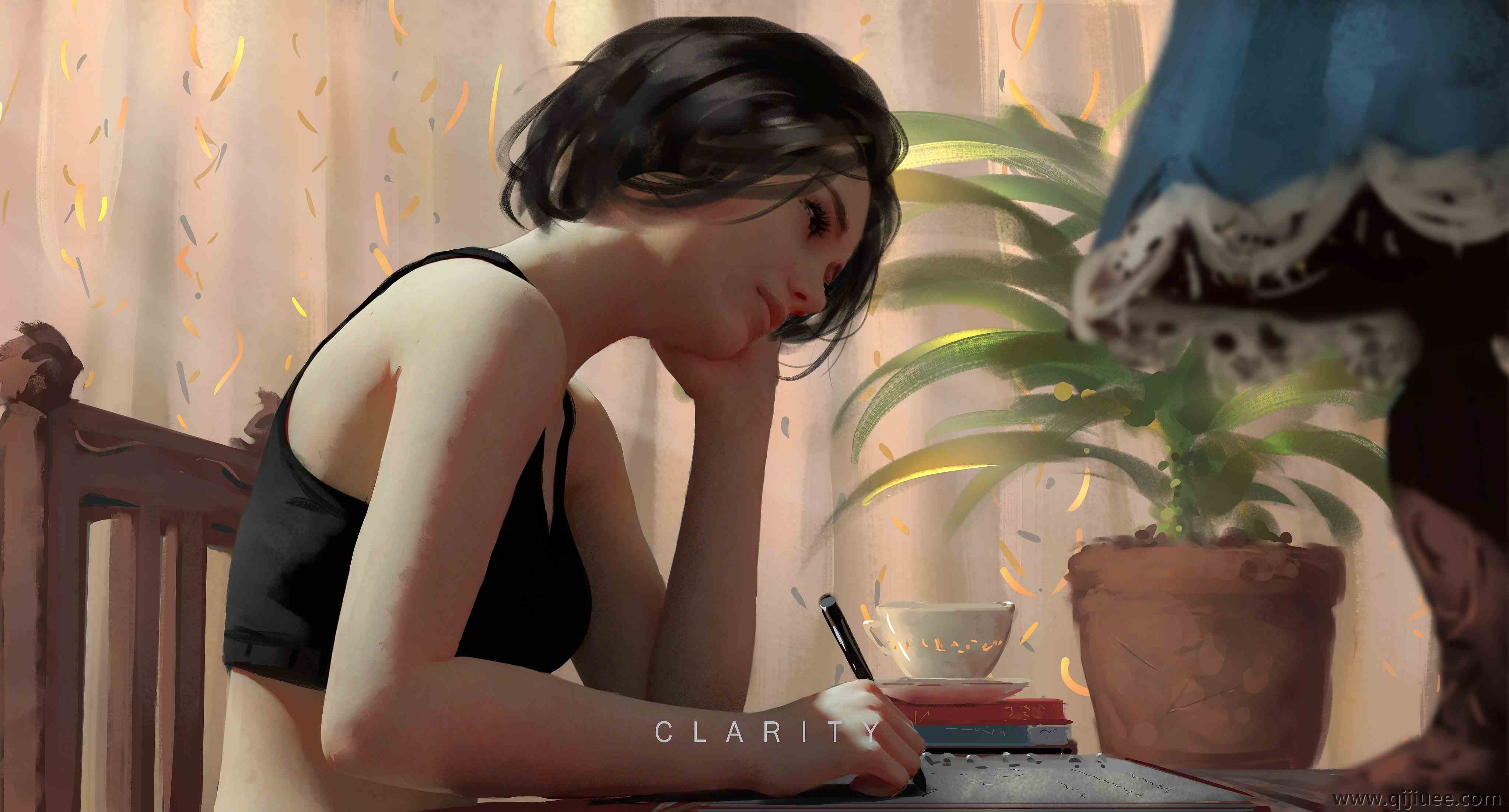 妇女 黑发 原创 人物 AI艺术 植物 露脐上衣 4K壁纸4096 x 2205/1.18 MB-柒染云阁