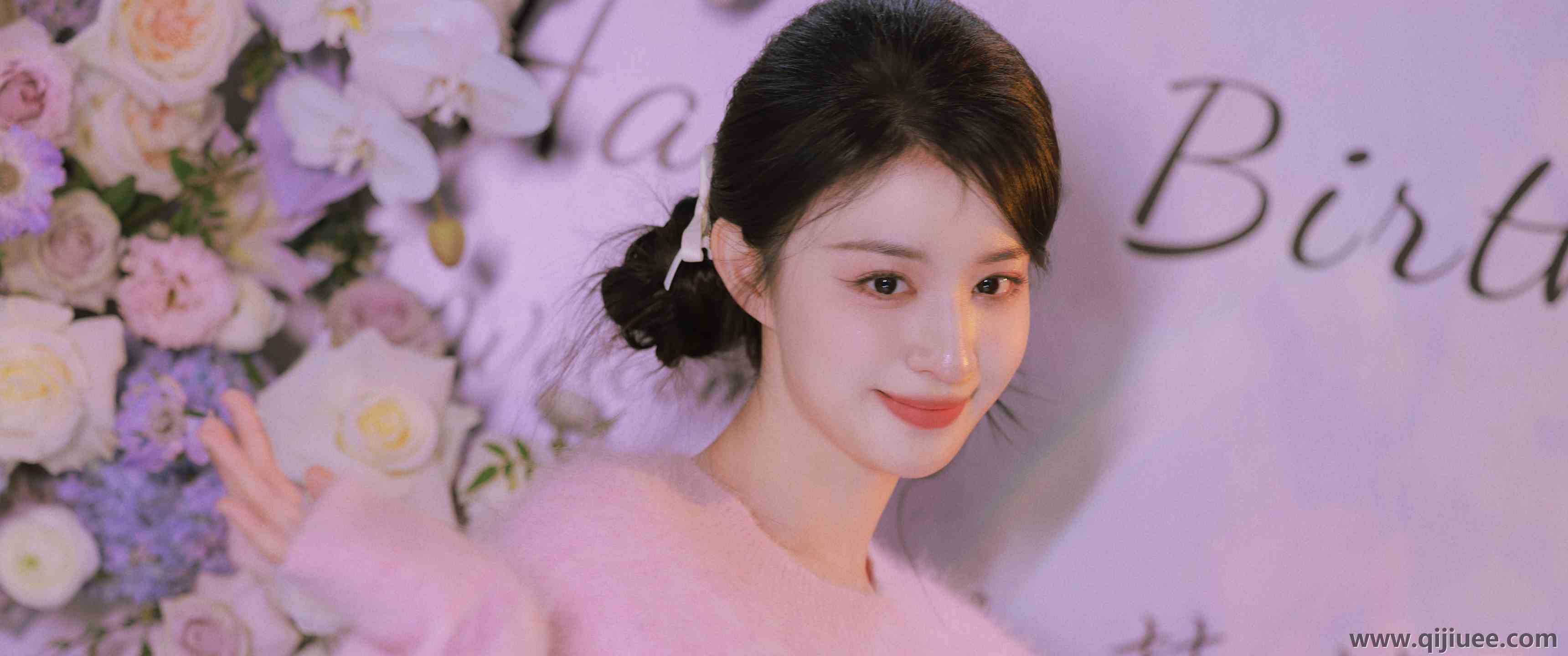 粉色毛衣 可爱 美女 王楚然 带鱼屏 2K壁纸3440 x 1440/2.24 MB-柒染云阁