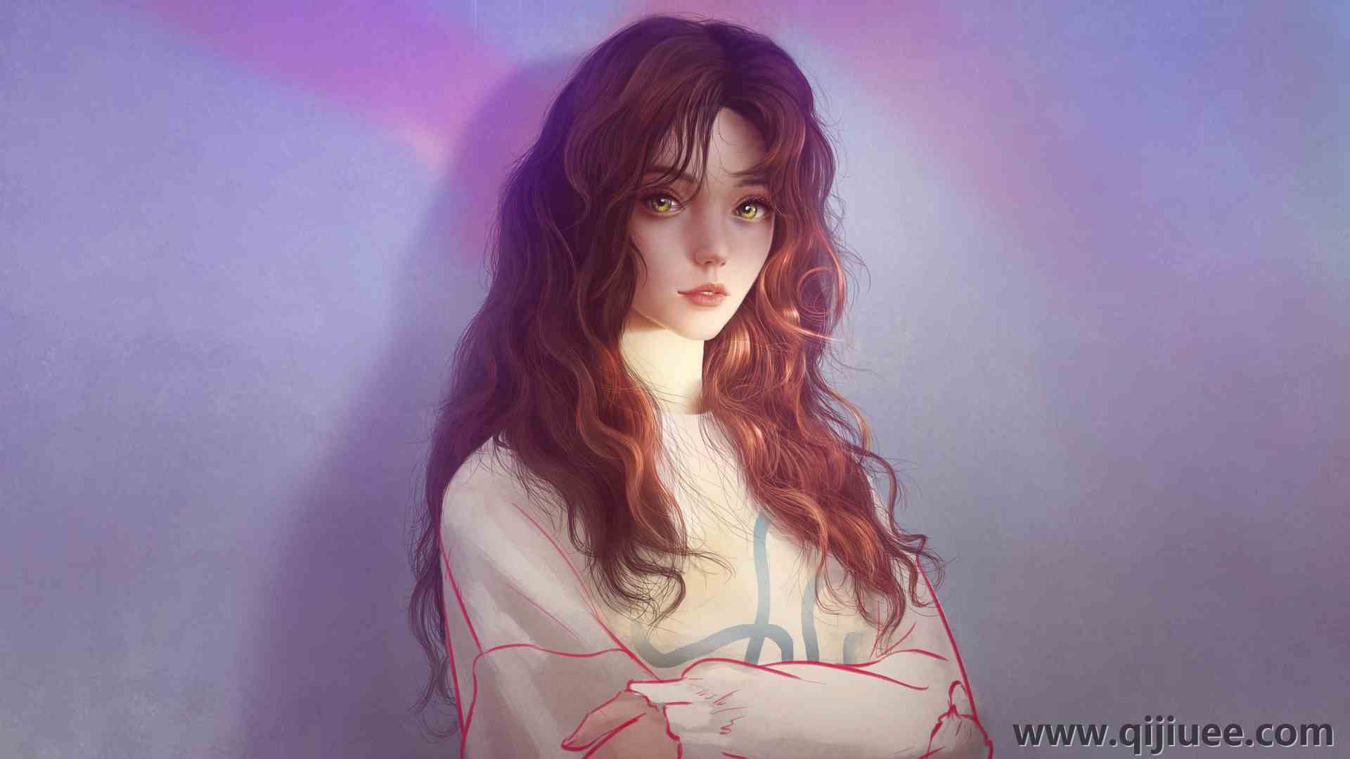 女人 梦幻女孩 模特 长发 数码艺术 素描 数码绘画 插图 毛衣 简单背景 肖像 概念艺术 4000 x 2220/1.6 MB-柒染云阁