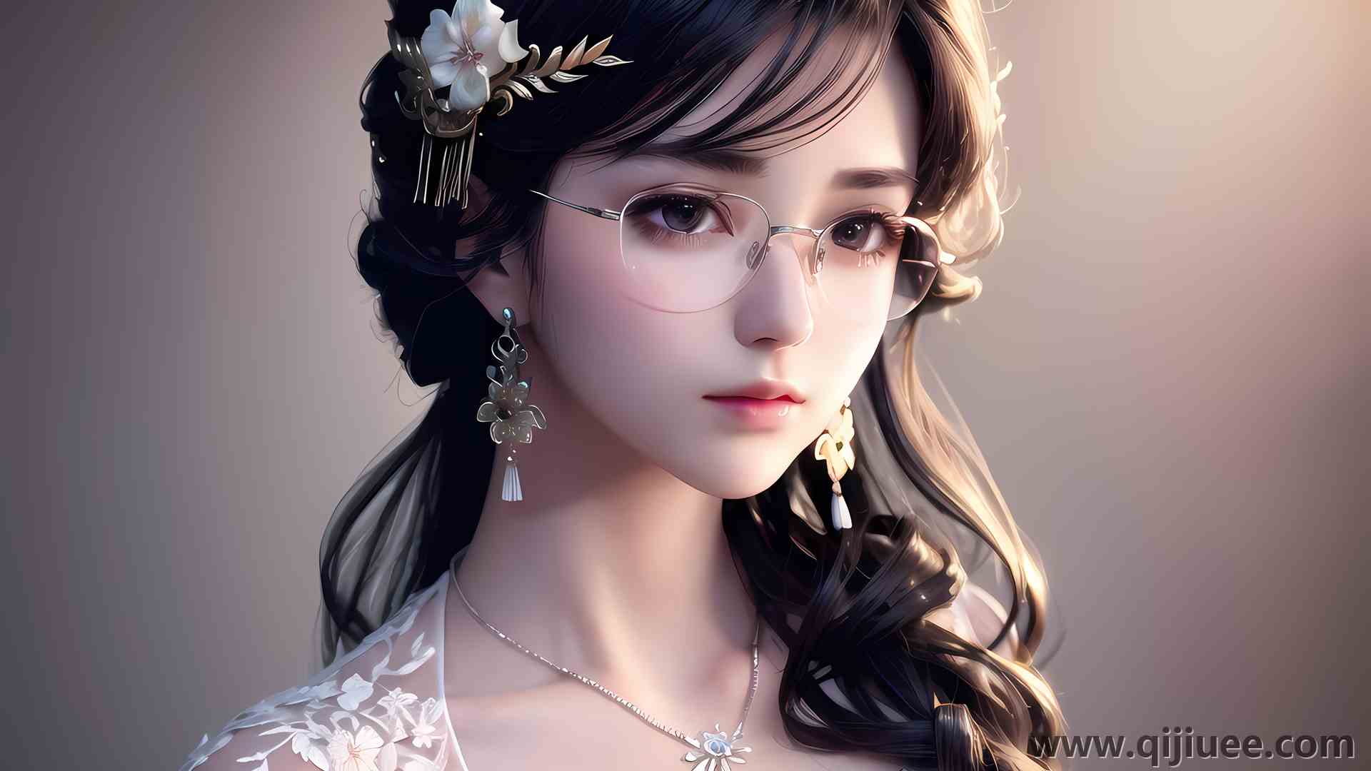 艾冬冬 亚洲 女人 长发 眼镜 耳环 项链 珠宝 简单背景   电脑壁纸 4K壁纸4096 x 2560/2.58 MB-柒染云阁