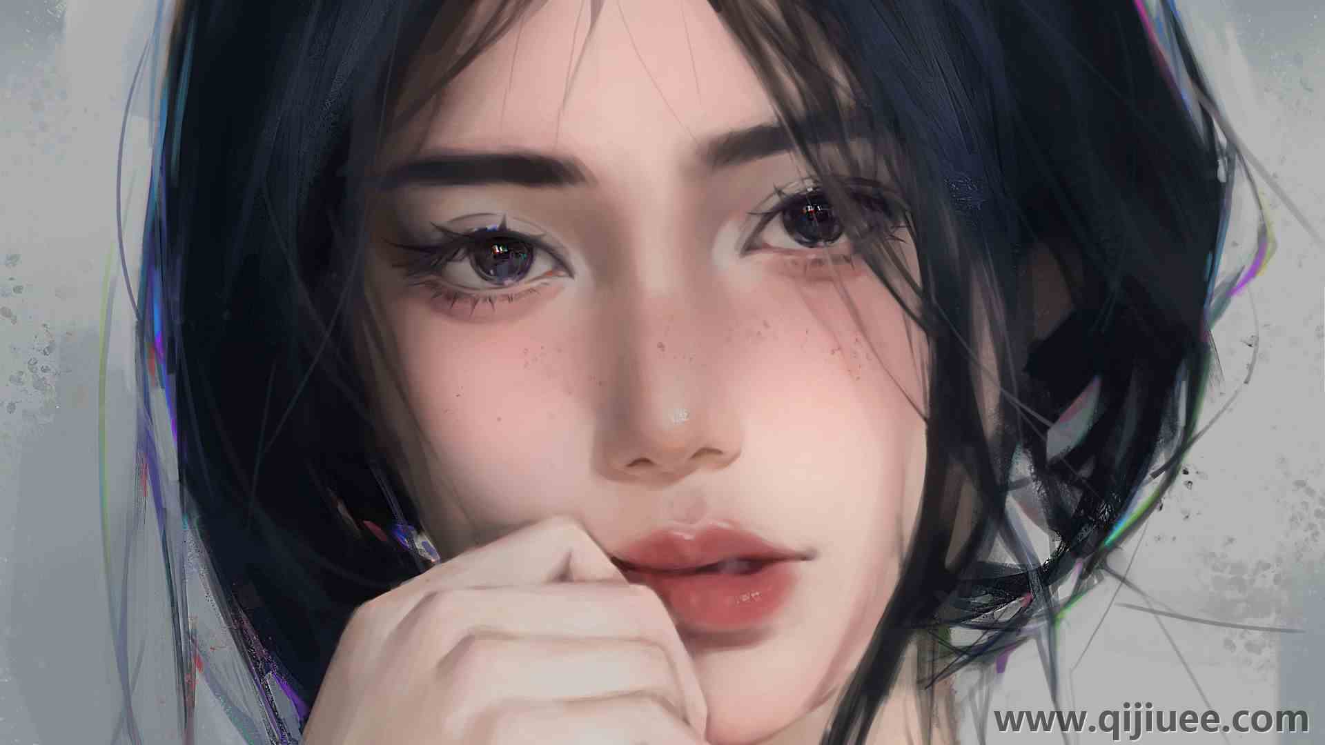 黑眼睛 女人 短发 脸 黑发  电脑壁纸 4K壁纸5000 x 3125/0.91 MB-柒染云阁