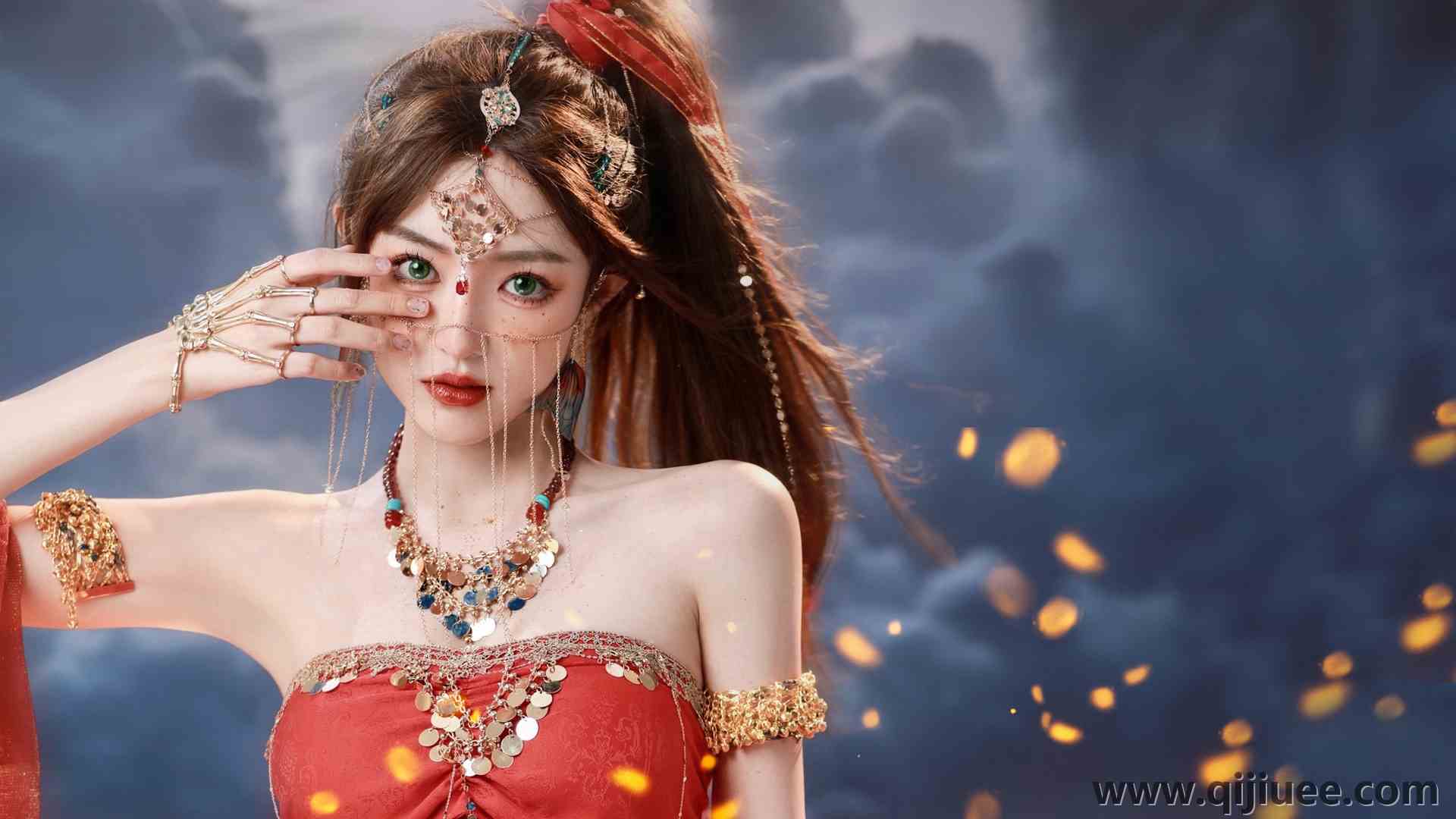 长发 亚洲人 女性 项链 珠宝  电脑壁纸 4K壁纸3840 x 2160/3.97 MB-柒染云阁