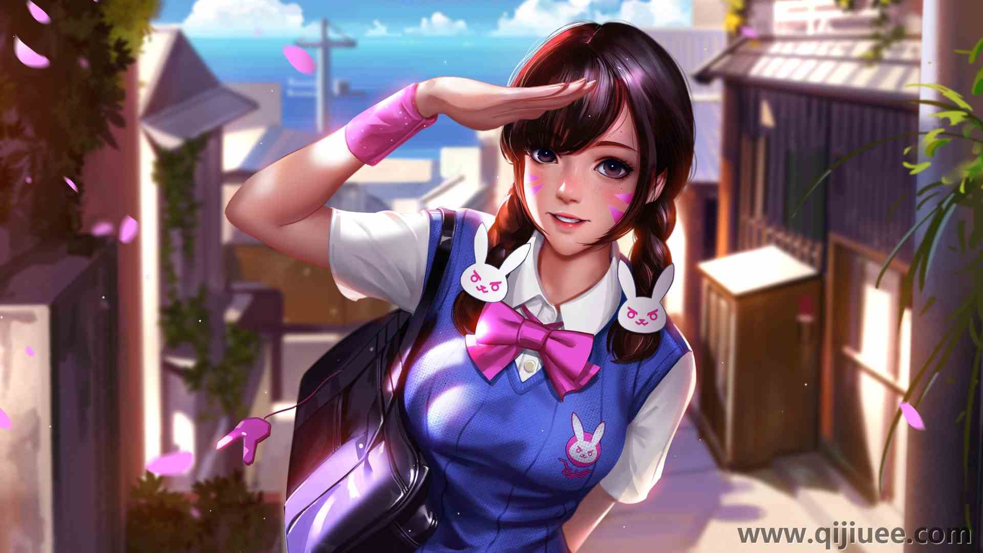 女学生 AI艺术 校服 棕色眼睛  电脑壁纸 4K壁纸3840 x 2160/2.27 MB-柒染云阁