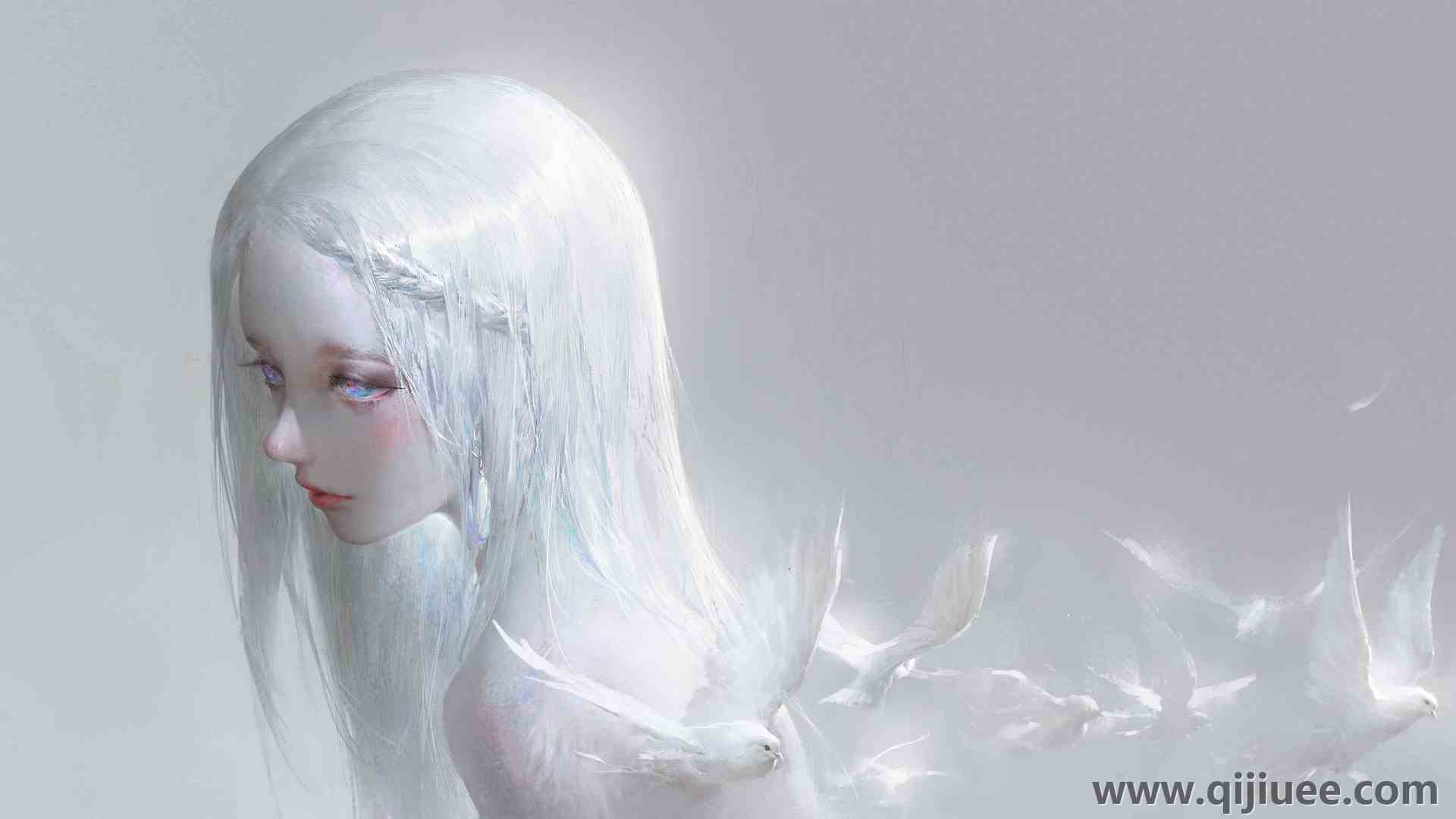 白色头发 长头发 精灵般女孩 电脑壁纸 4K壁纸5531 x 2961/1.59 MB-柒染云阁