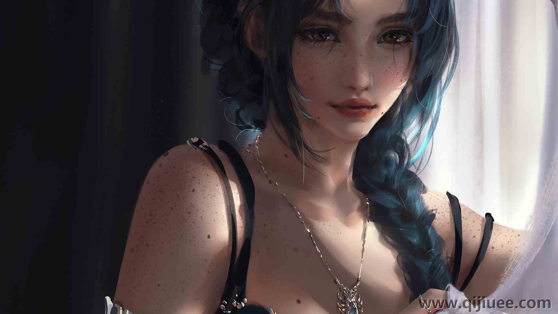 女人 深色头发 长发 雀斑 辫子 马尾辫  电脑壁纸 4K壁纸4600 x 2580/5.88 MB-柒染云阁