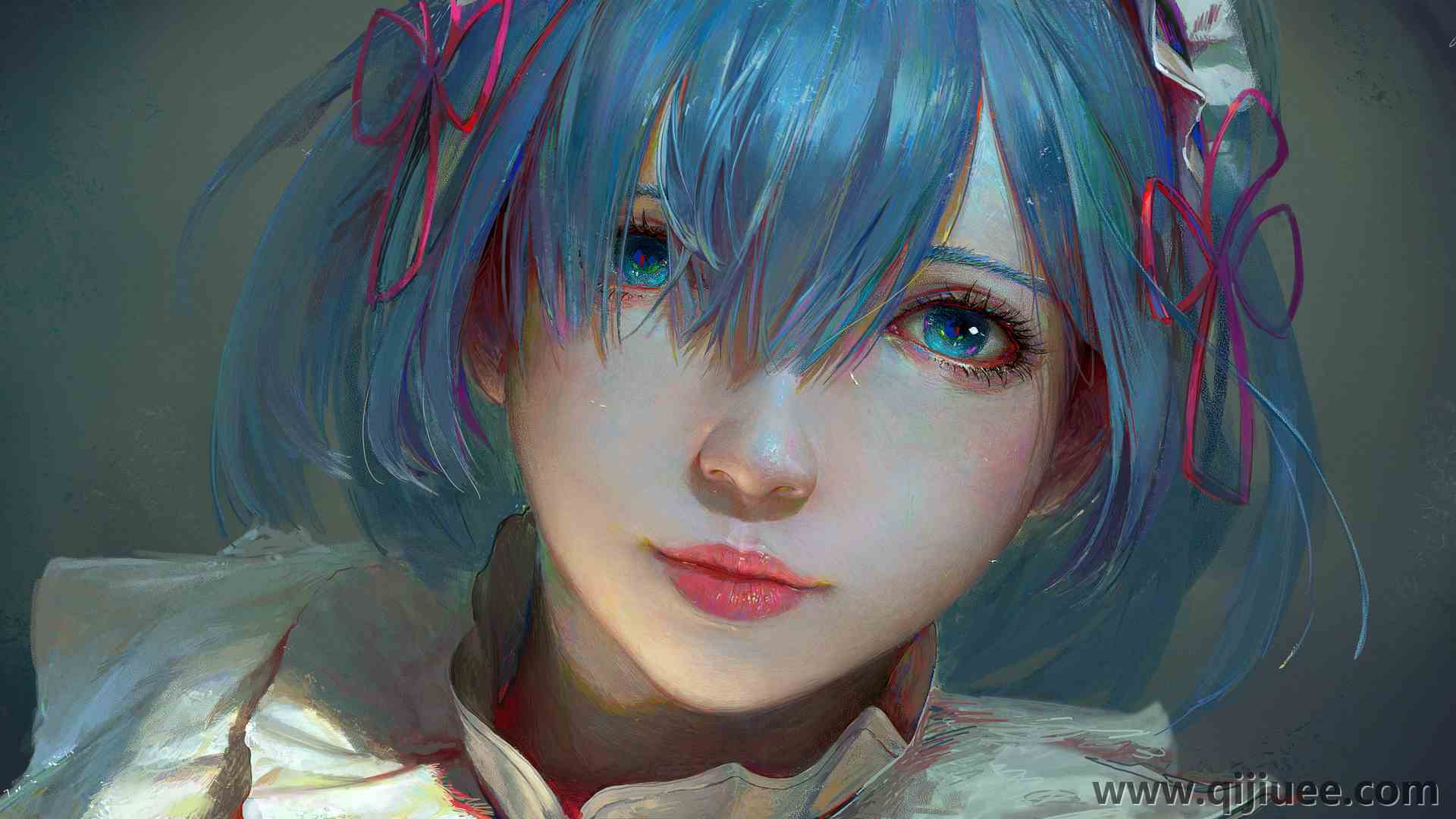 苍白 刘海 蓝眼睛 蓝头发 女人 电脑壁纸 4K壁纸6288 x 3257/16.6 MB-柒染云阁