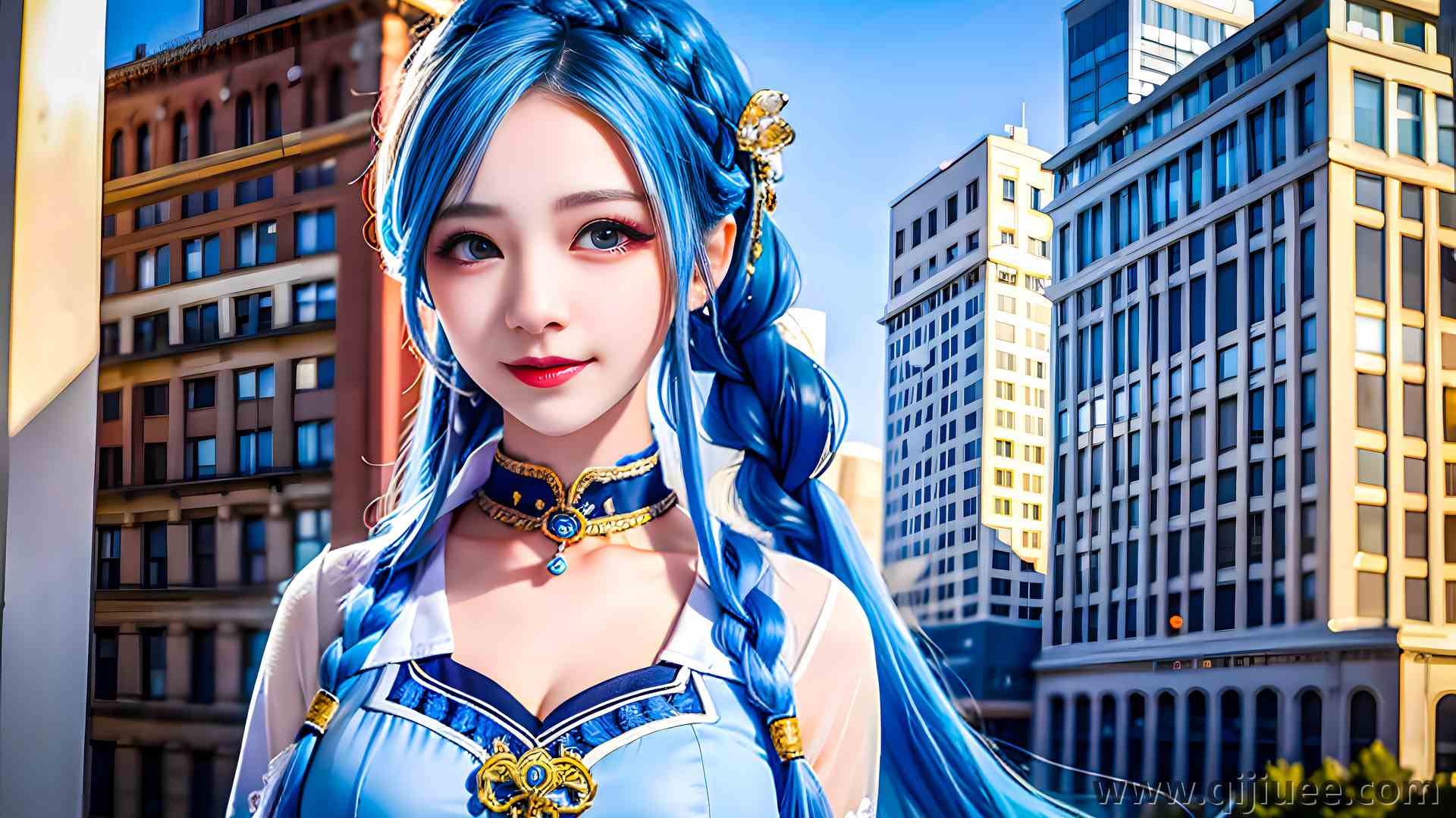 亚洲人 妇女 辫子 看着观众 微笑 长发 电脑用纸 8K纸7899 x 5614/18.7 MB-柒染云阁
