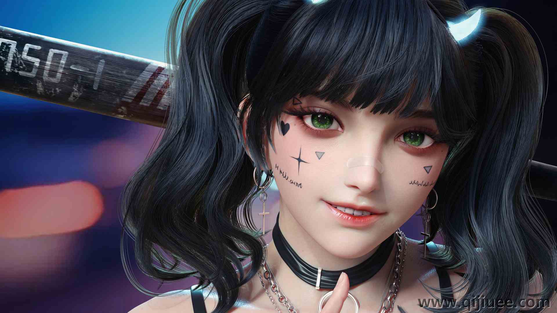 人脸 动漫女孩 肖像显示屏  电脑壁纸 4K壁纸3840 x 2289/2.17 MB-柒染云阁