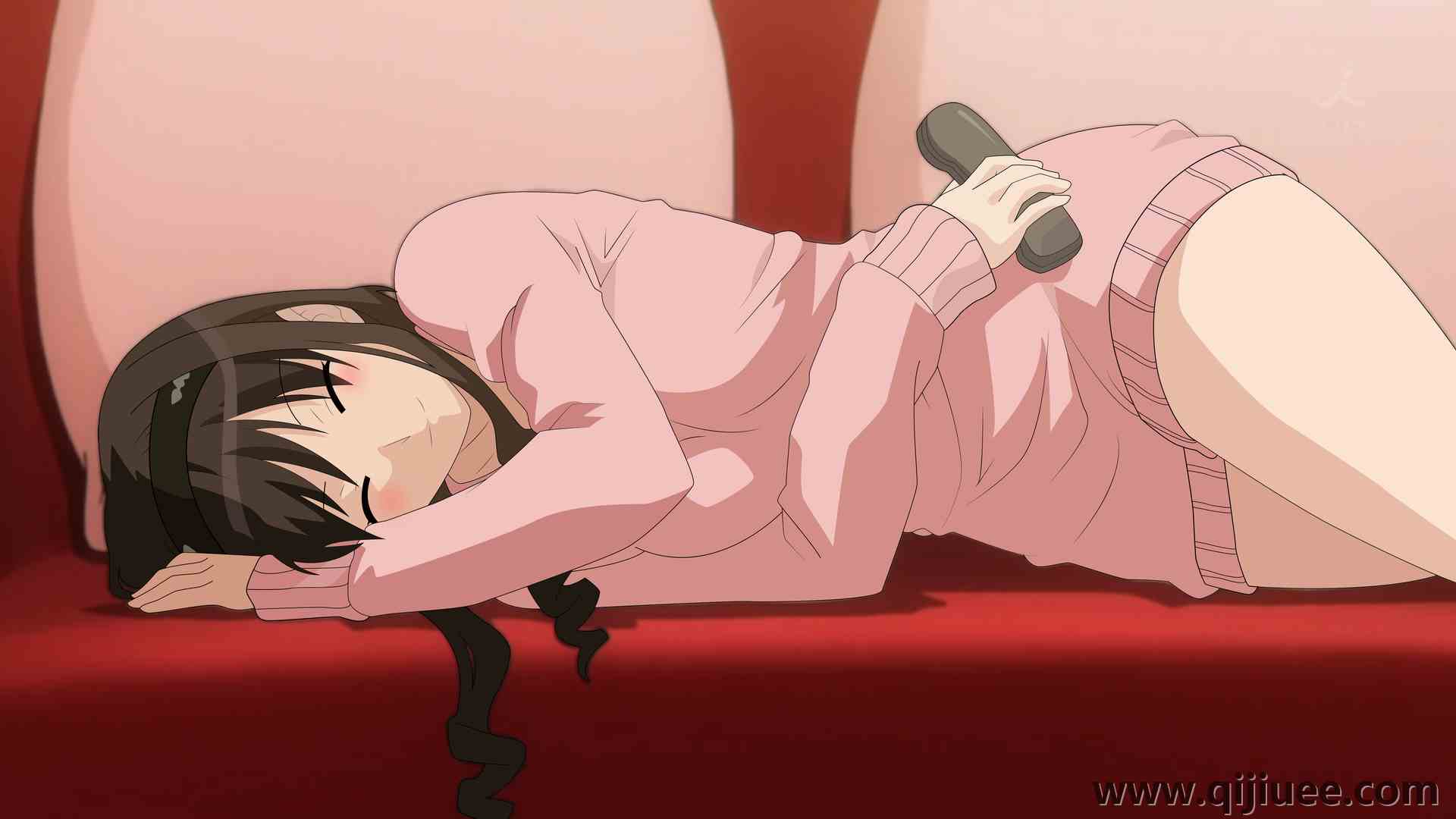 微笑 深色头发 动漫 动漫女孩 睡眠  电脑壁纸 4K壁纸5000 x 2802/1.69 MB-柒染云阁