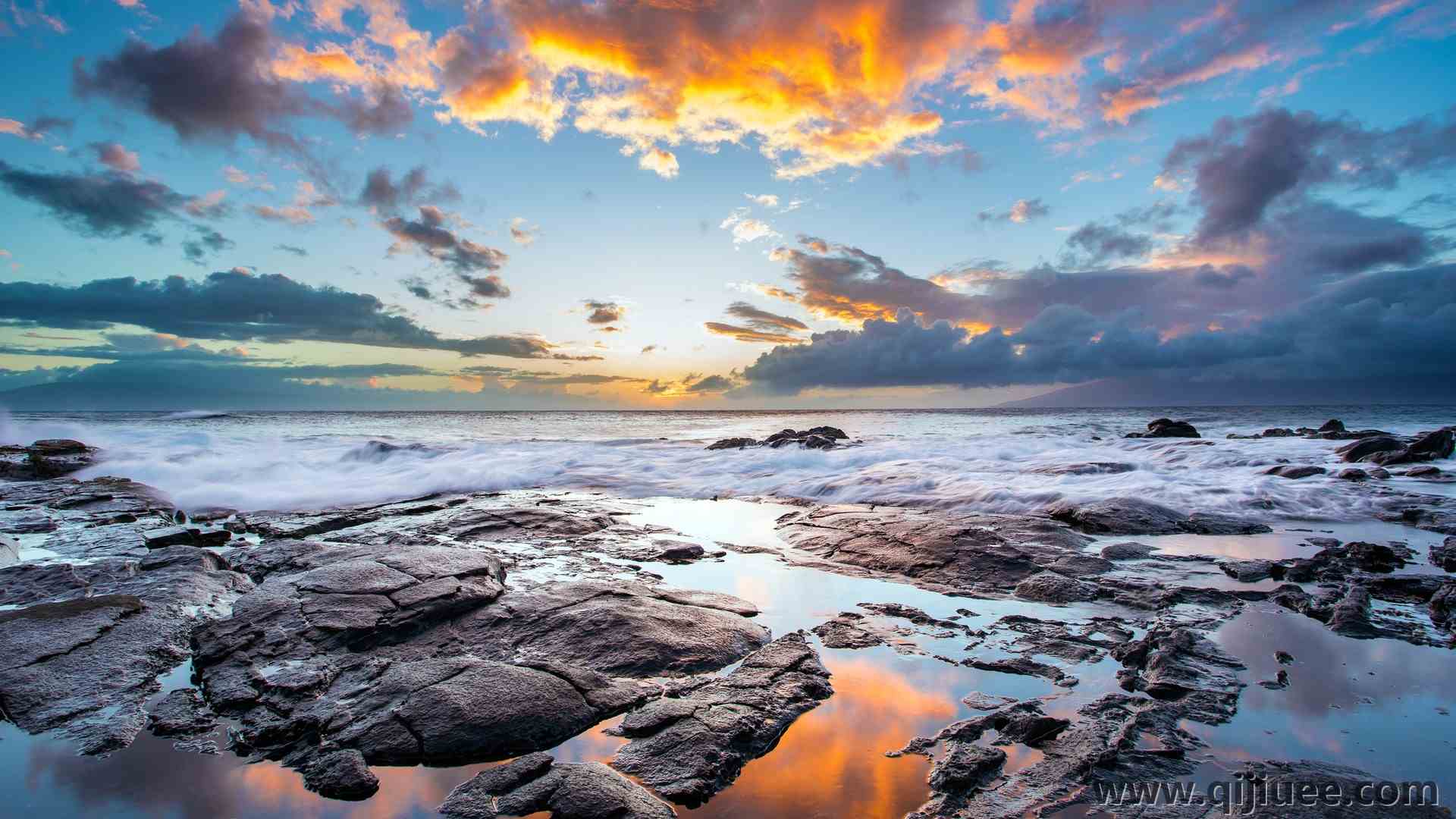 水 海 日落 海岸 云 海浪 石头 风景 自然 天空 阳光  电脑壁纸 4K壁纸3840 x 2160/1.86 MB-柒染云阁