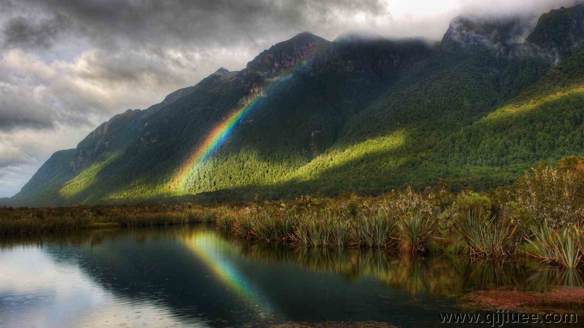 摄影 风景 新西兰 自然 水 彩虹 山 云 天空 反射  电脑壁纸 4K壁纸3840 x 2160/5.04 MB-柒染云阁
