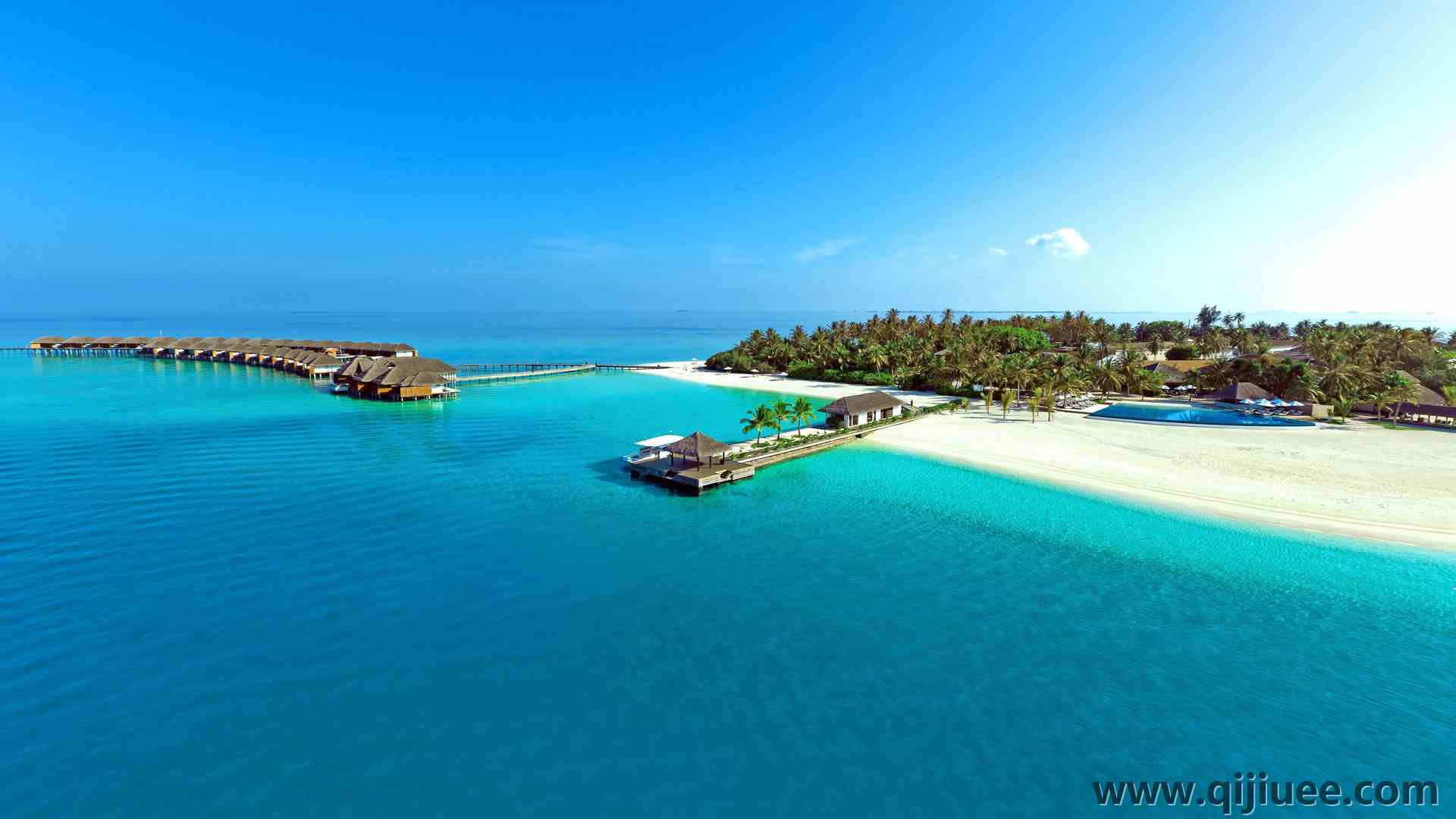 海滩 水 树木 沙滩  天空 蓝色 大海 电脑壁纸 4K壁纸3840 x 2160/1.45 MB-柒染云阁