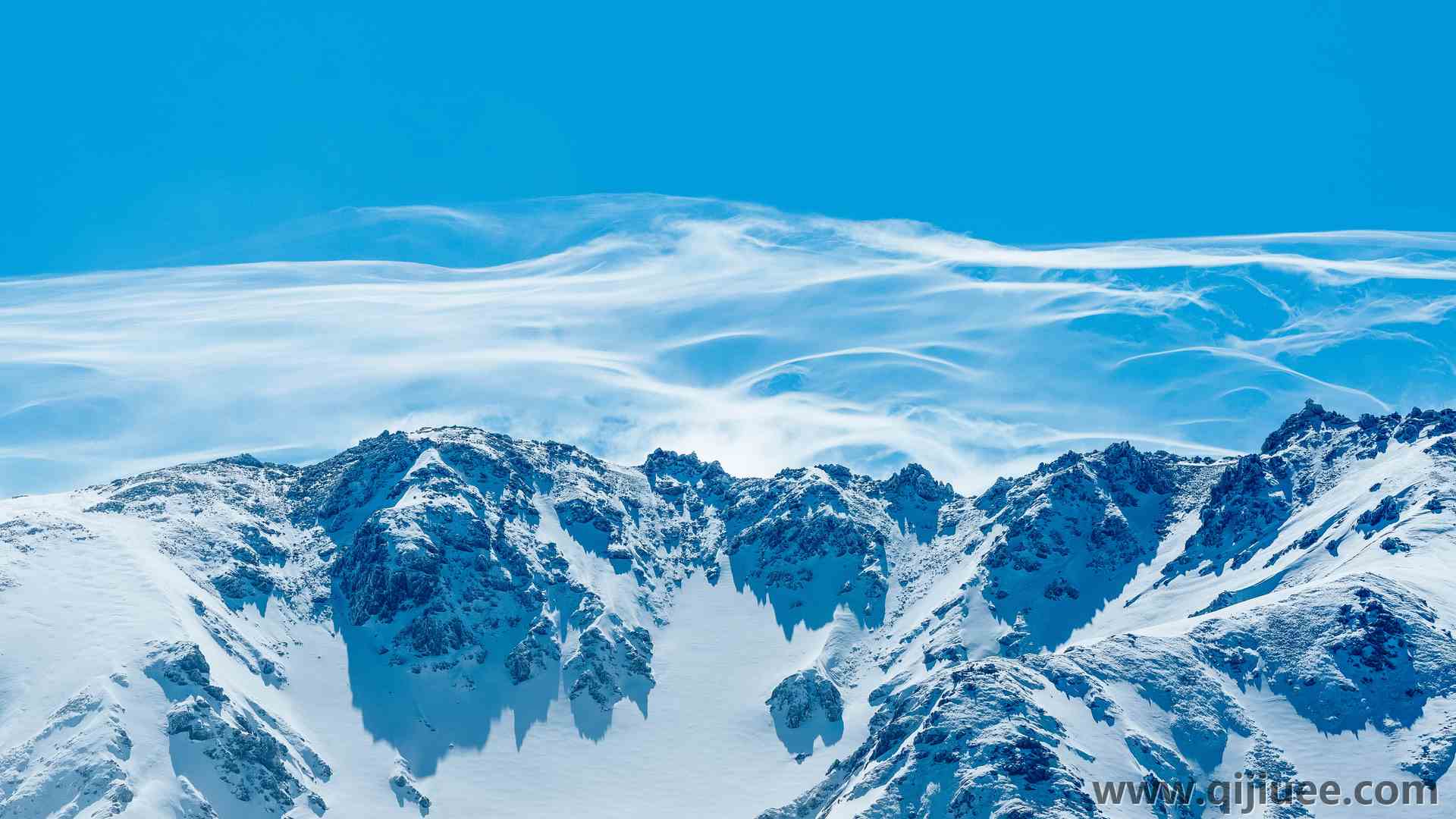 天空 云彩 山脉 山 蓝天 雪 电脑壁纸 8K壁纸7952 x 3128/9.9 MB-柒染云阁