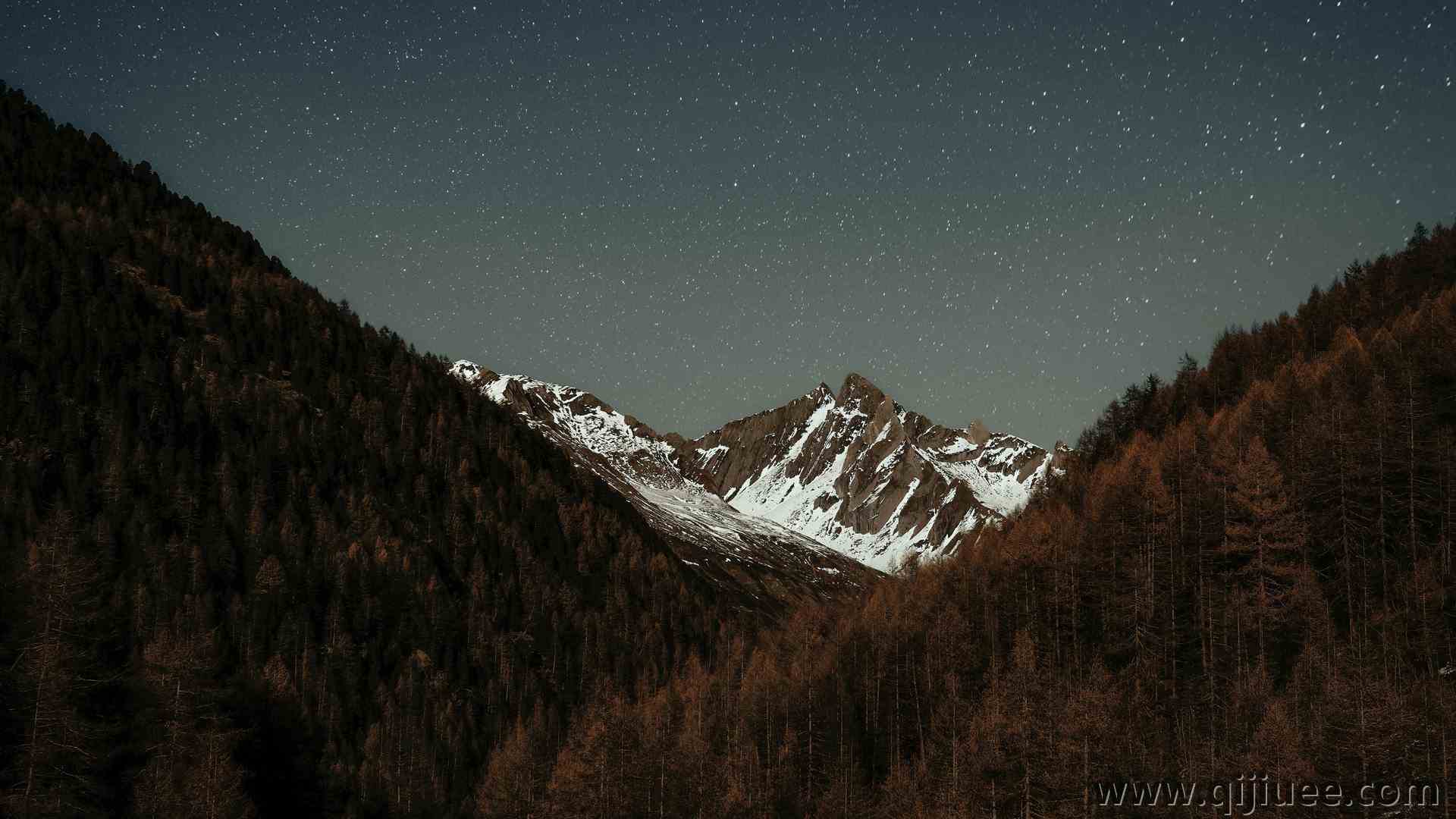 风景 星星 繁星 夜晚 山 雪 自然  电脑壁纸 4K壁纸6000 x 4000/4.43 MB-柒染云阁
