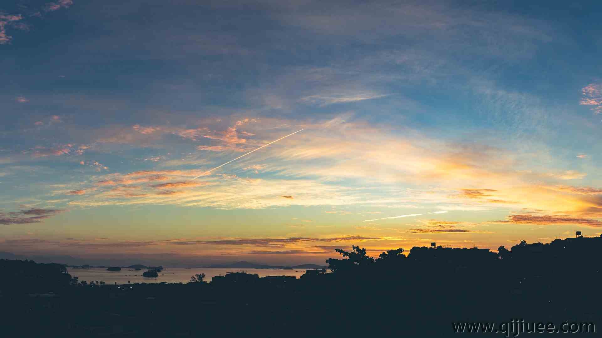 天空 早晨 云 飞机 水  蓝天 太阳 电脑壁纸 4K壁纸7258 x 2864/2.19 MB-柒染云阁