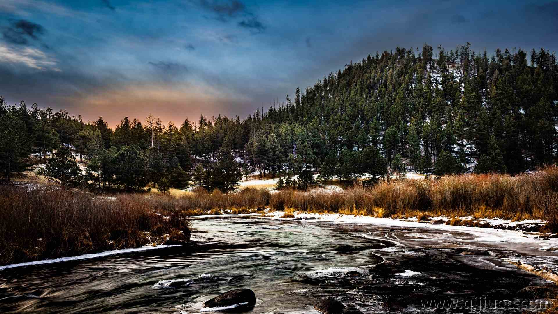 自然 寒冷 户外 河流 风景 雪  电脑壁纸 4K壁纸3840 x 2160/3.46 MB-柒染云阁