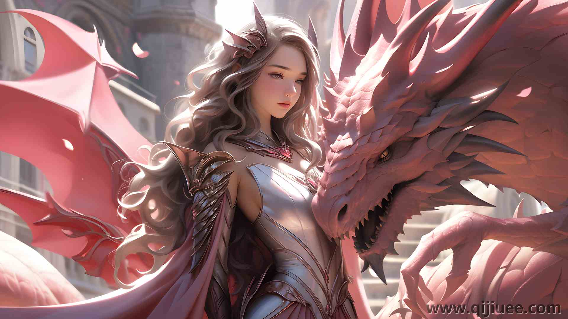 女人 长发 卷发 AI艺术 生物 龙 盔甲 阳光  电脑壁纸 4K壁纸3840 x 2160/3.51 MB-柒染云阁