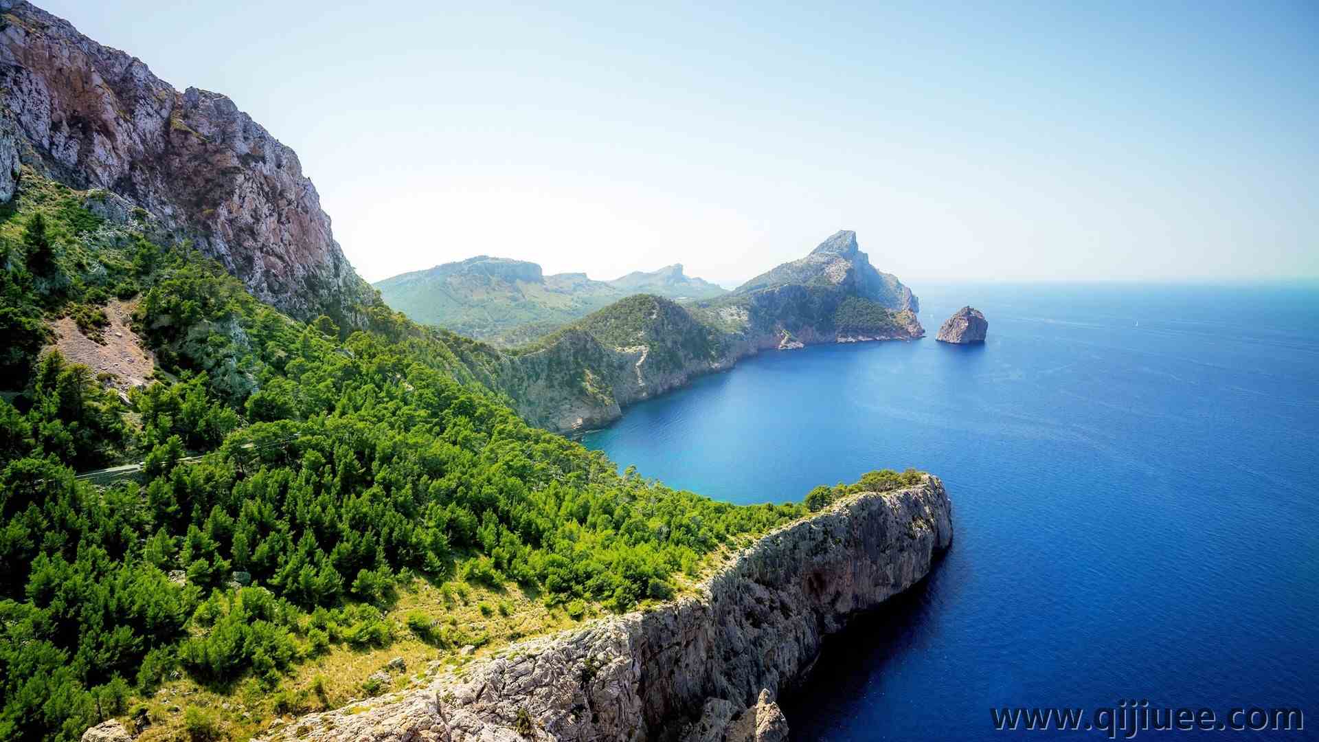风景 水域 森林 树木 岩石 岩石墙 观景台 绿色 蓝色 自然 悬崖 全景 白色  电脑壁纸 4K壁纸3840 x 2400/1.95 MB-柒染云阁