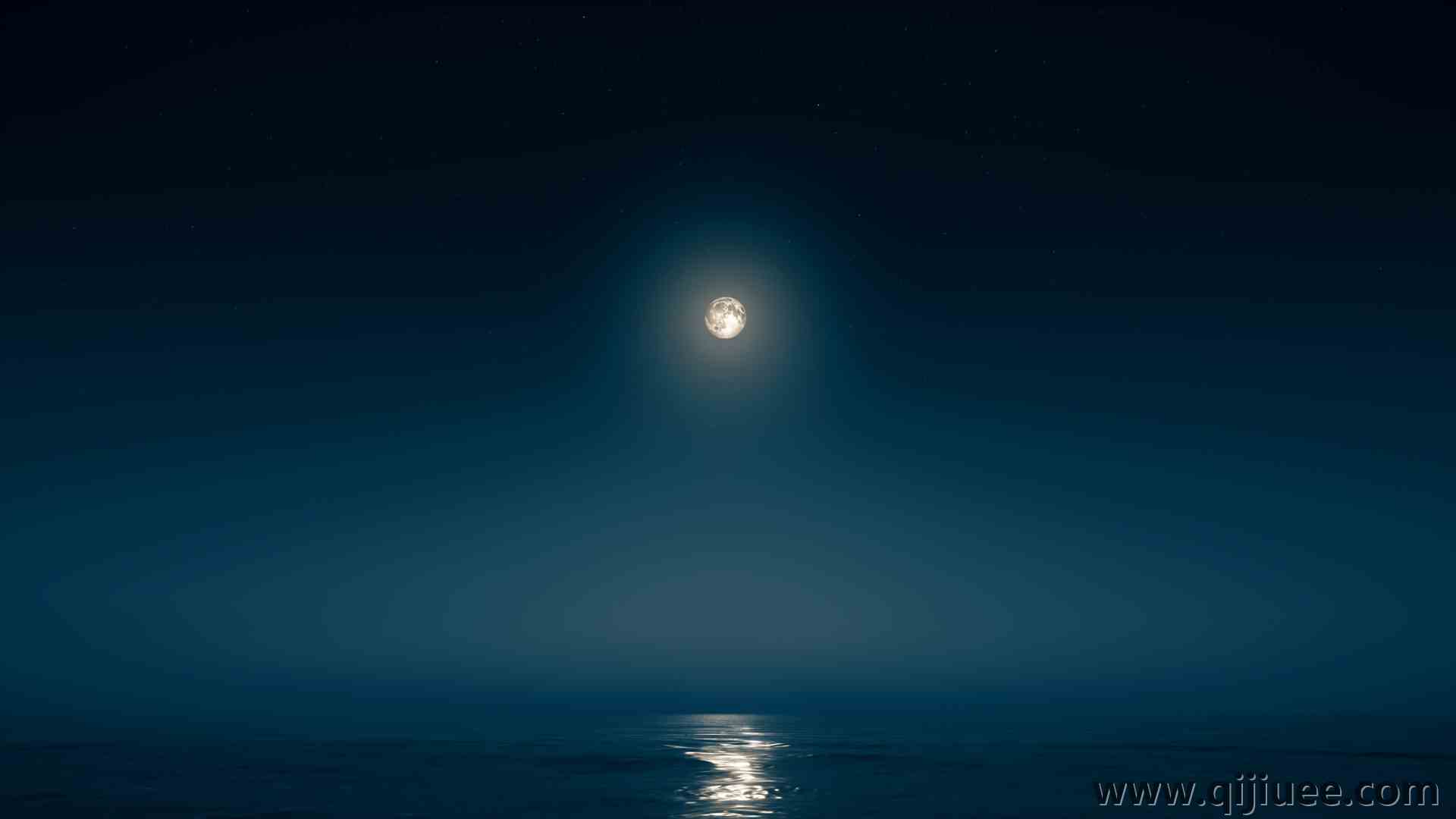 月光 夜晚 午夜 风景 海洋 月亮 黑暗 满月  4K壁纸3840 x 2160/8.96 MB-柒染云阁