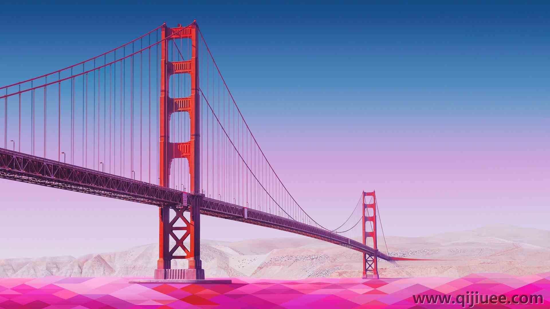 极简主义 桥梁 晴朗 天空 金门大桥 大海 吊桥  4K壁纸3840 x 2160/1.42 MB-柒染云阁