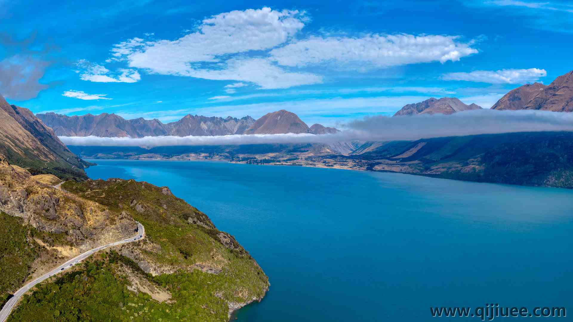 摄影 风景 山脉 水 路 天空 云 8K壁纸7680 x 4320/8.14 MB-柒染云阁