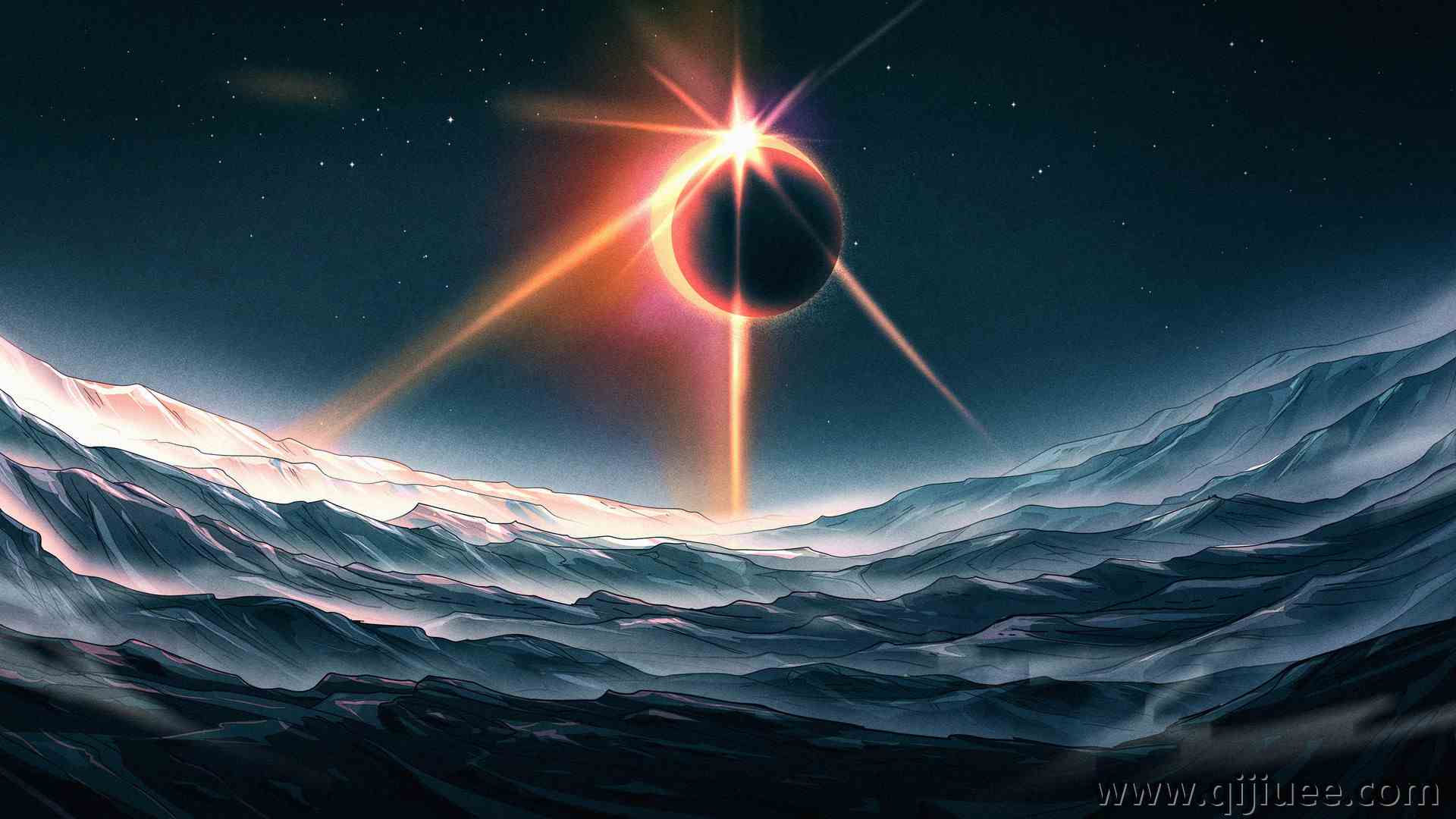 AI艺术 奇幻艺术 日食 星夜 水 月亮  电脑壁纸 4K壁纸3840 x 2160/2.77 MB-柒染云阁