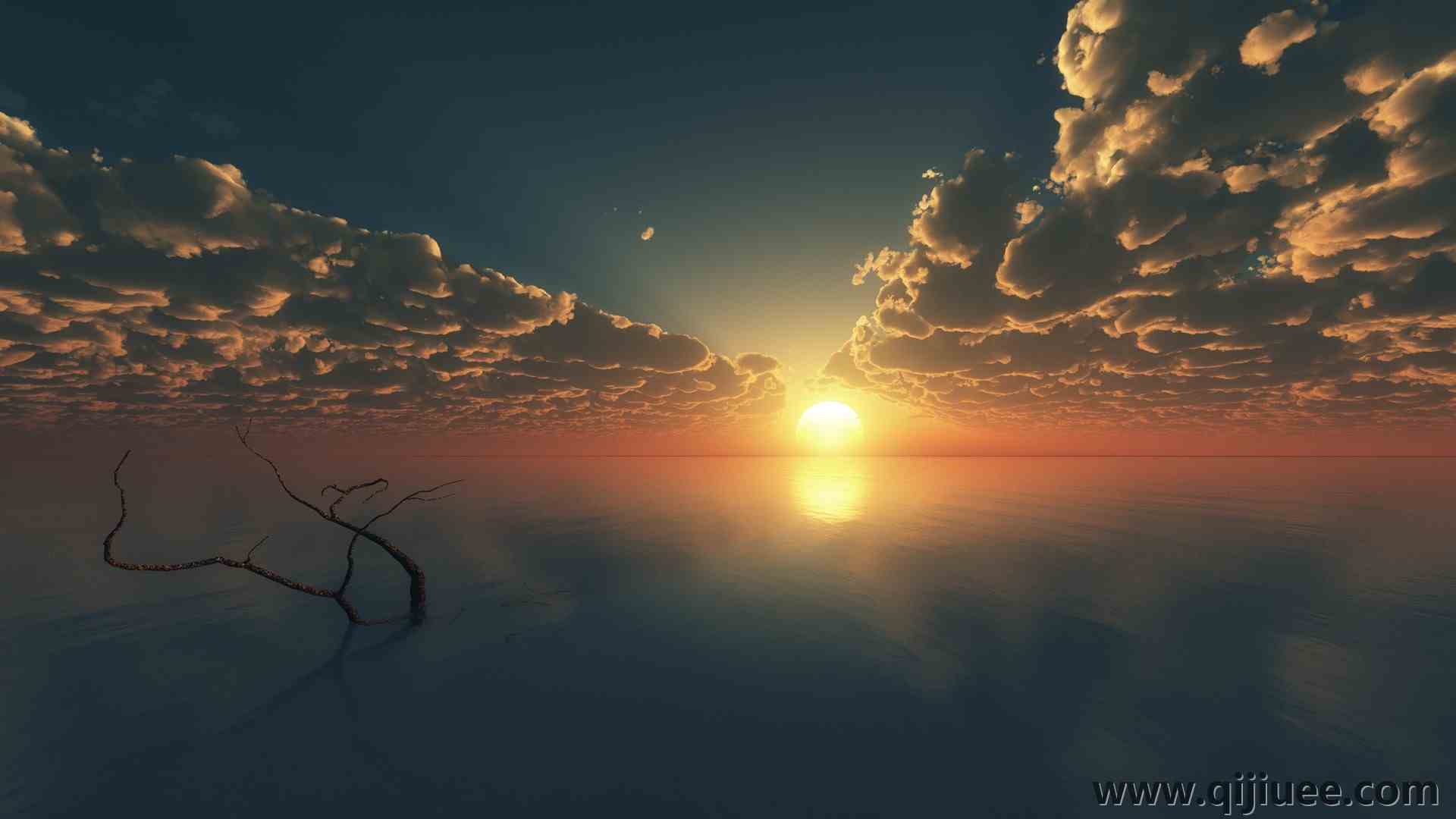 自然 风景 云 天空 AI艺术 太阳 日落 海洋 地平线 4K壁纸3840 x 2160/1.28 MB-柒染云阁