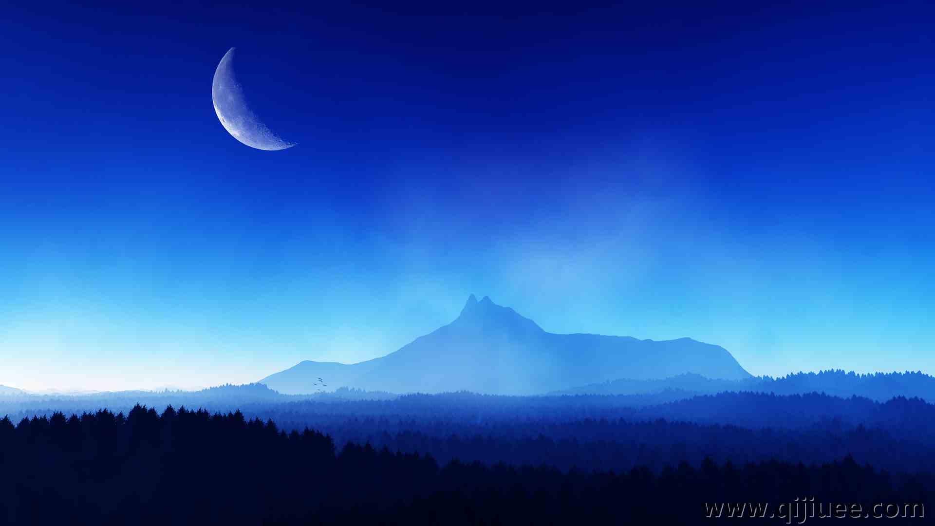 催眠 AI艺术 图片 插图 风景 天空 月亮 山脉 自然 森林 蓝色  4K壁纸3840 x 2160/7.29 MB-柒染云阁