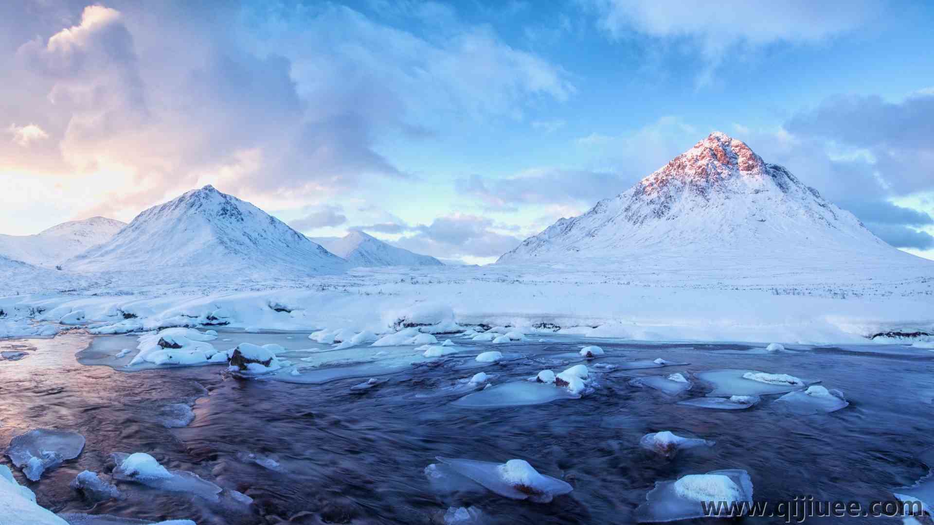冬天 自然 雪 河流  4K壁纸3840 x 2160/3.53 MB-柒染云阁