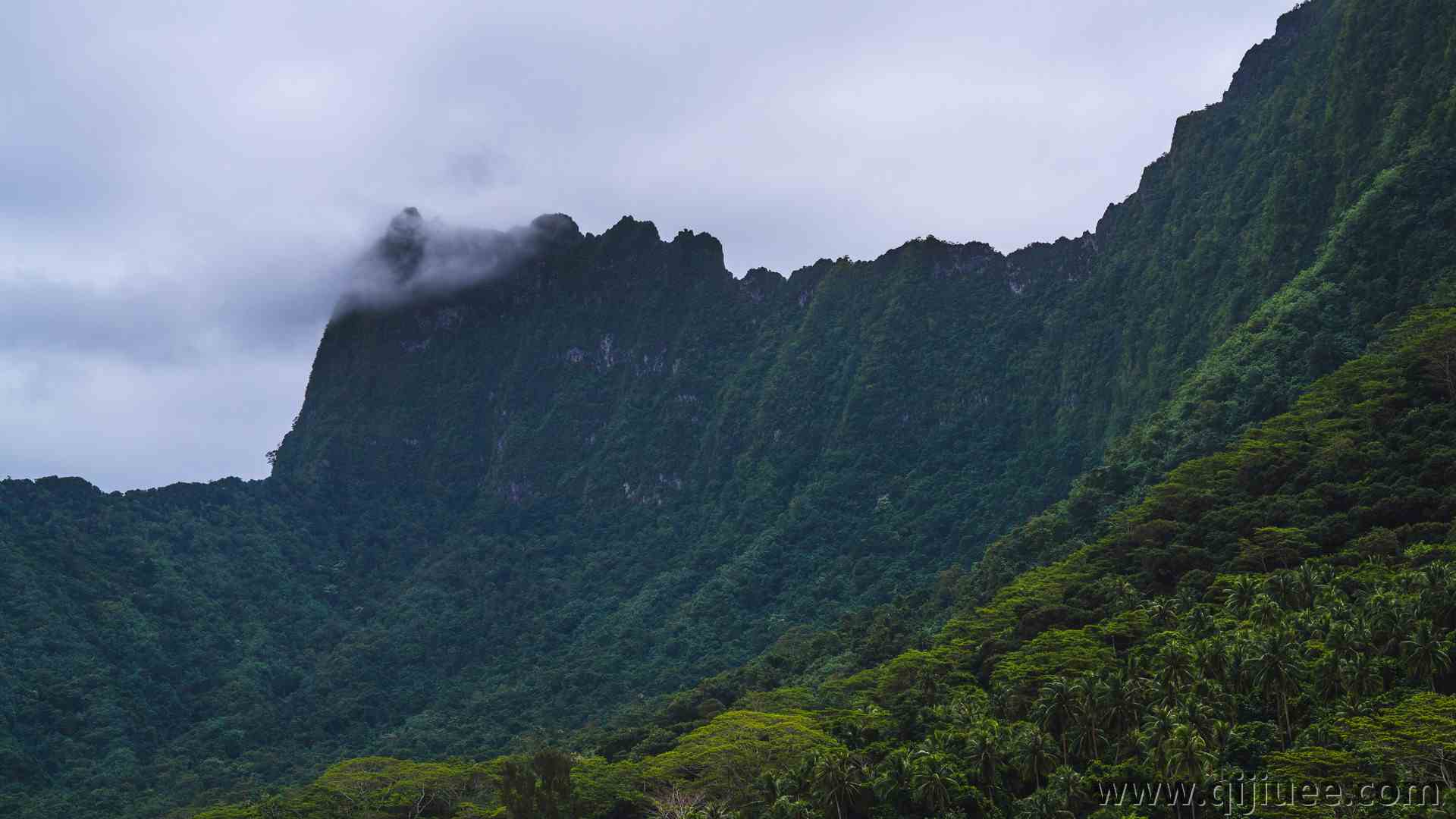 山脉 风景 自然 云 丛林 岛屿 8K壁纸7680 x 5120/9.19 MB-柒染云阁