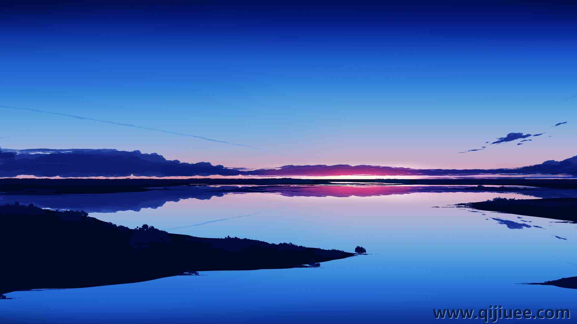 优雅 AI艺术 图片 插图 素描 风景 自然 蓝色 云 海 日出  4K壁纸5640 x 2400/2.95 MB-柒染云阁