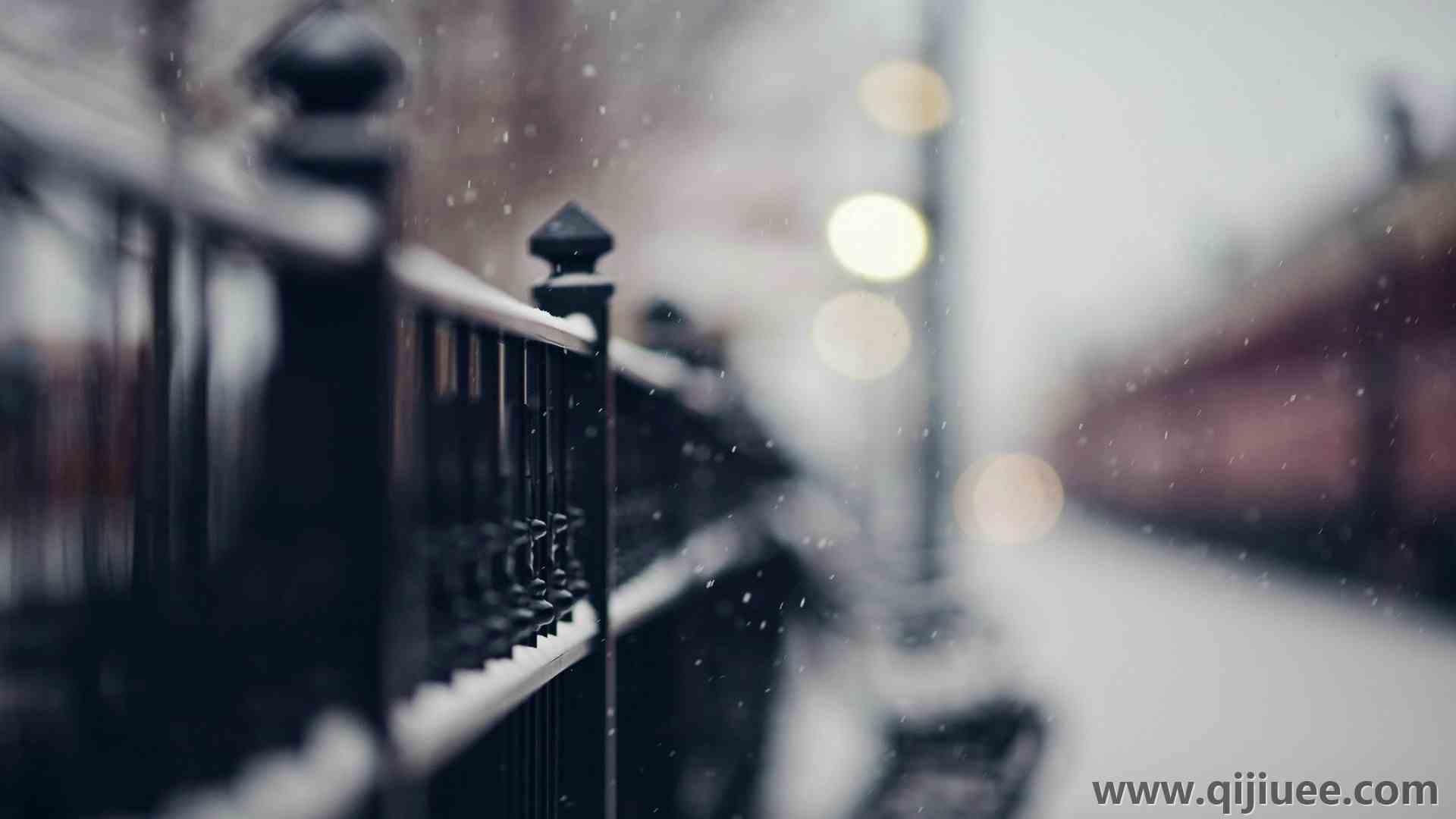 栅栏 景深 雪花 城市 雪花 冬季 4K壁纸3840 x 2160/0.6 MB-柒染云阁