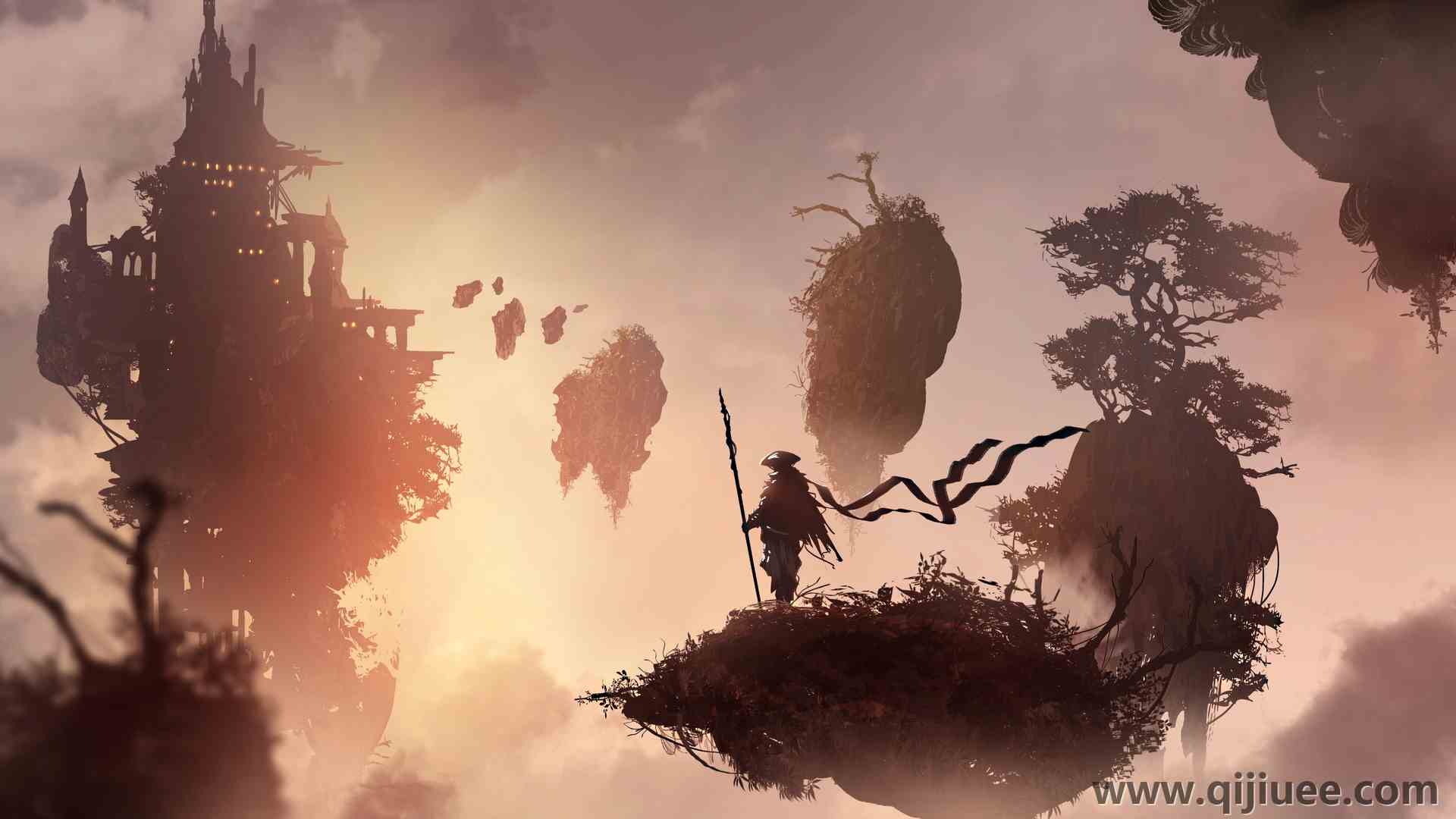 幻想 艺术 浮岛 游戏 概念设计 绘画  电脑壁纸 4K壁纸6000 x 3600/1.51 MB-柒染云阁