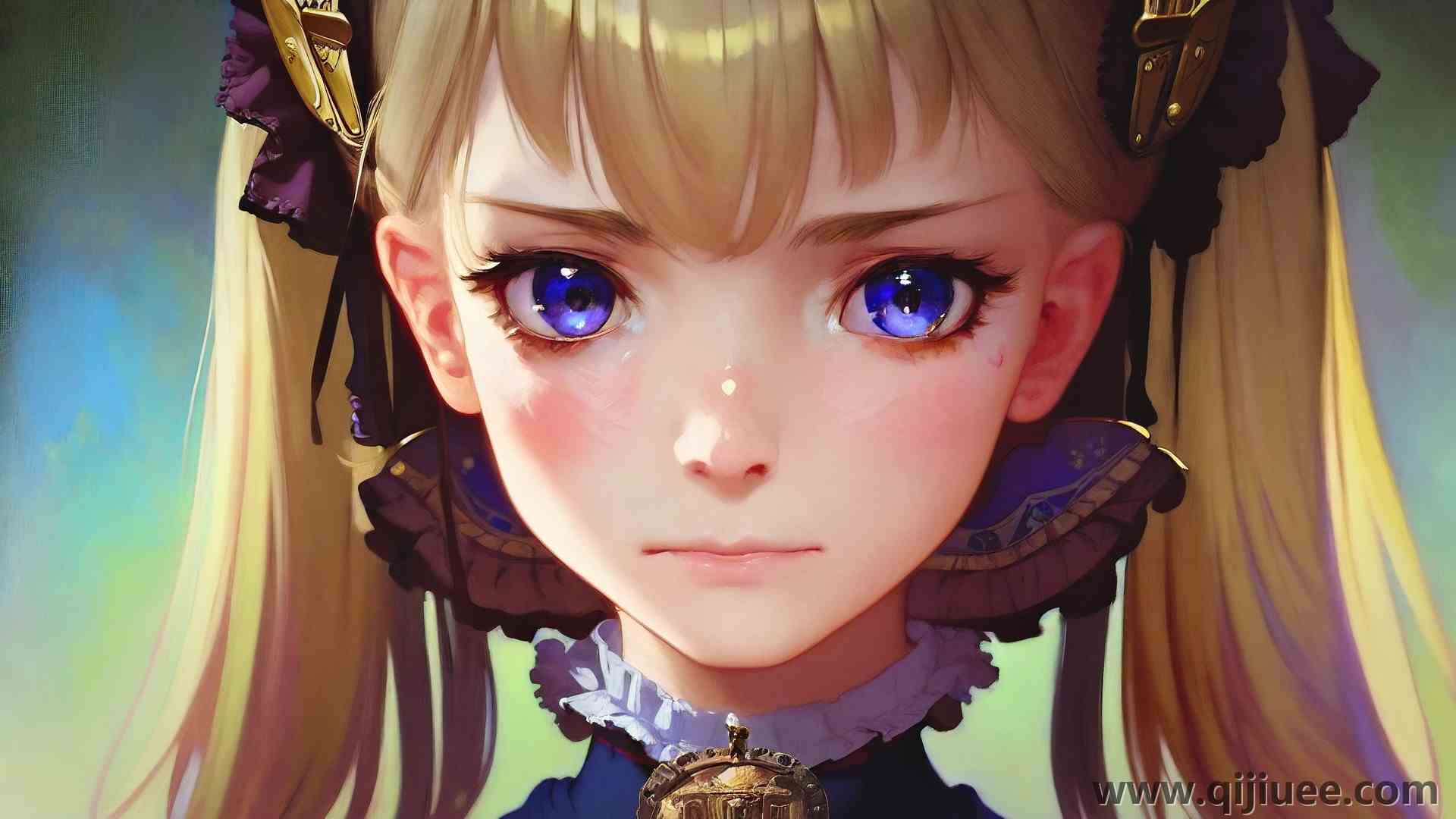 女人 脸 蓝眼睛 金发 双尾 艺术  电脑壁纸 4K壁纸4050 x 2160/2.05 MB-柒染云阁