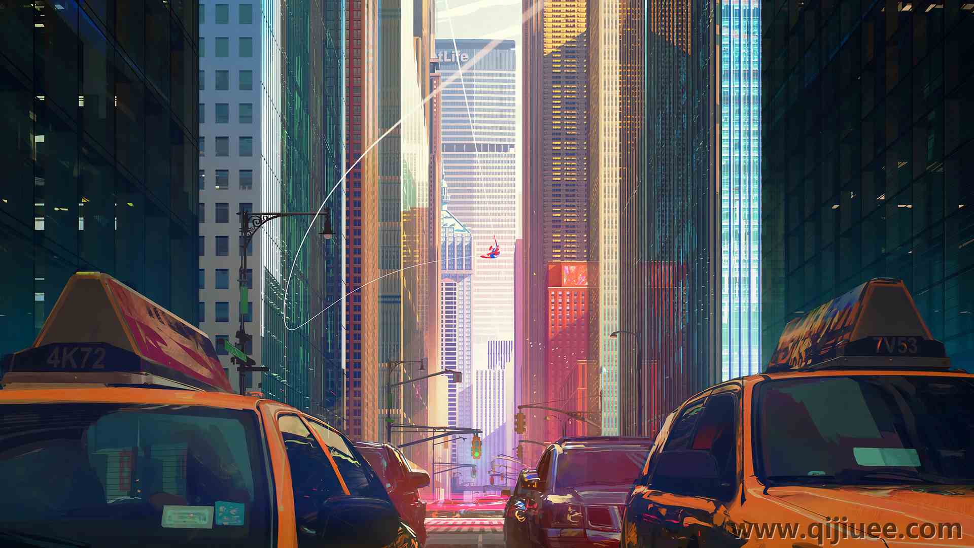 蜘蛛侠 AI艺术 纽约市 3840 x 2160/13.36 MB-柒染云阁