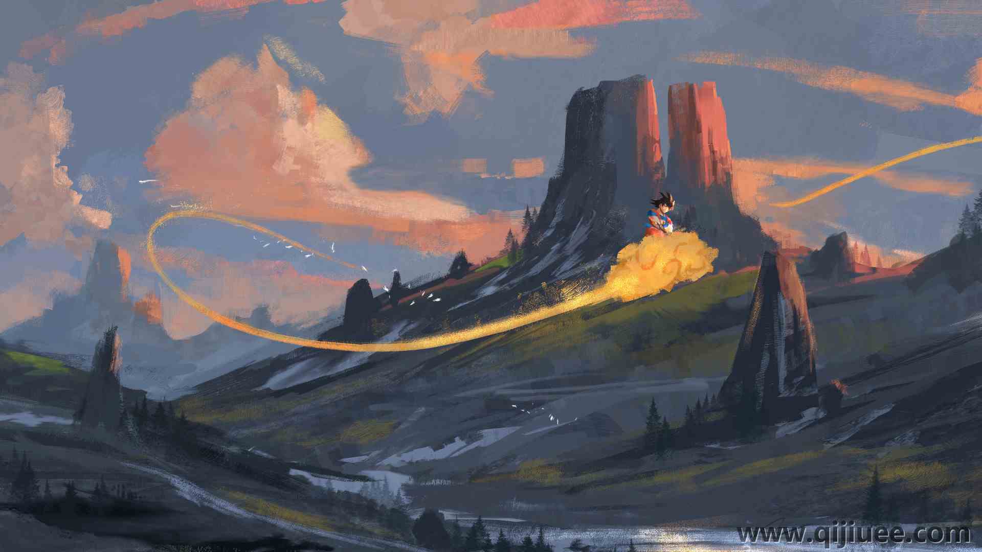 动漫 风景 天空 云 艺术状态 自然 动漫男孩 龙珠 孙悟空  电脑壁纸 4K壁纸3840 x 2160/1.94 MB-柒染云阁