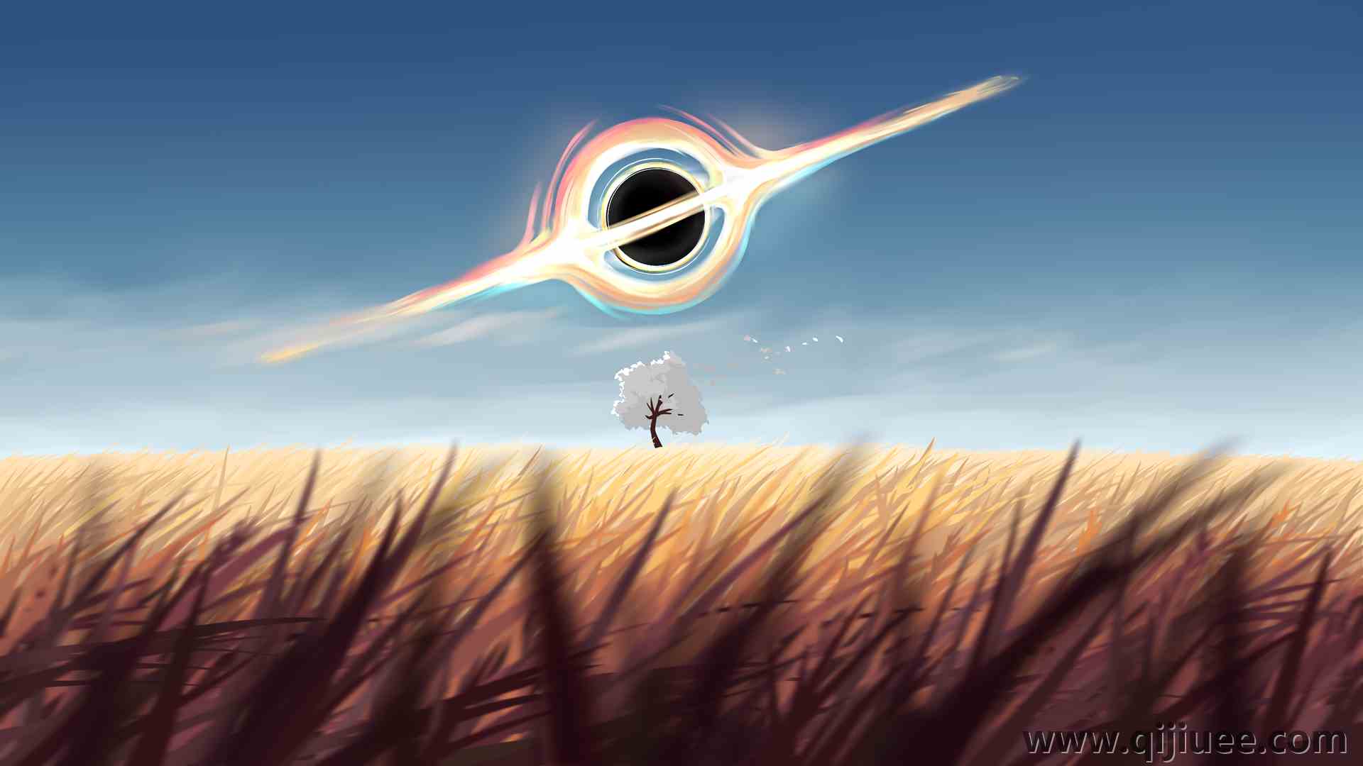 小麦 黑洞 数字艺术 电脑壁纸 4K壁纸3840 x 2160/3.45 MB-柒染云阁