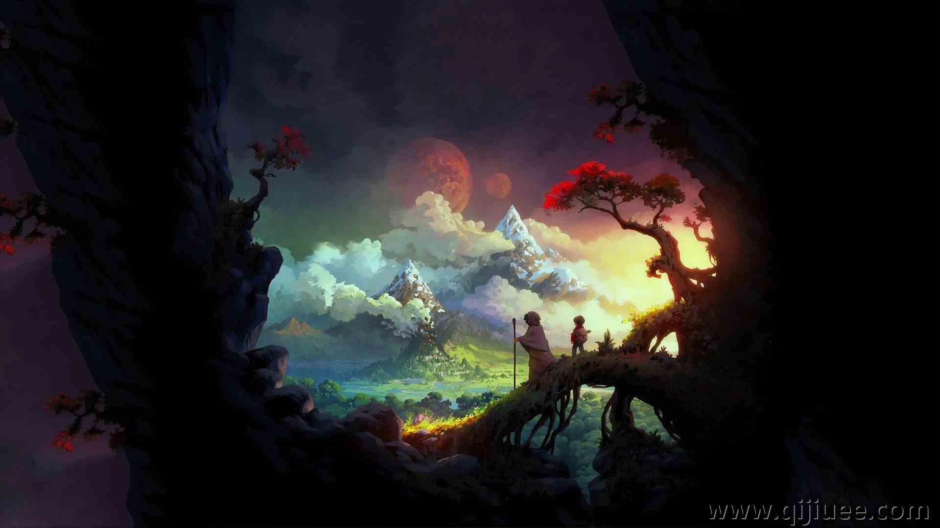 人物 儿童 旅行者 AI艺术 插图 奇幻艺术 风景 自然 树木 云  电脑壁纸 4K壁纸3840 x 2160/1.92 MB-柒染云阁