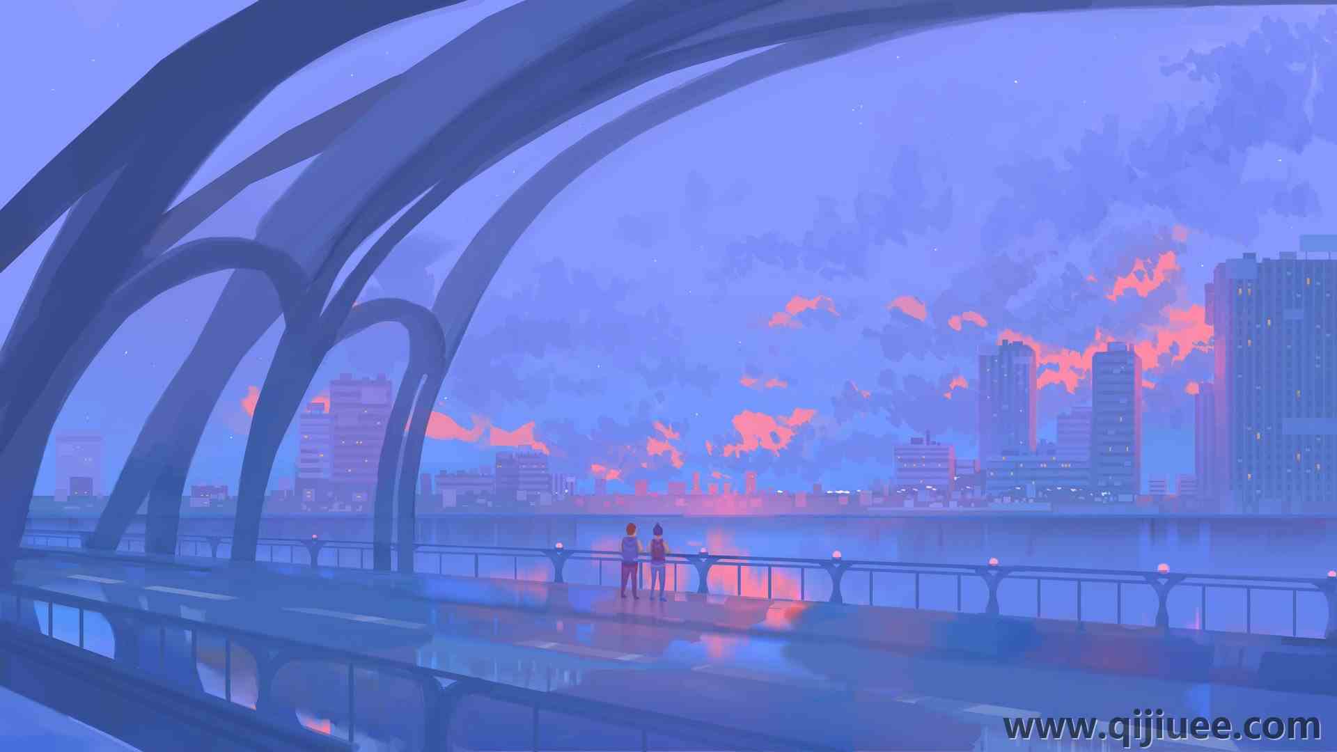 城市 日落 抽象 绘画 油画 艺术 建筑  电脑壁纸 4K壁纸4096 x 2303/0.4 MB-柒染云阁