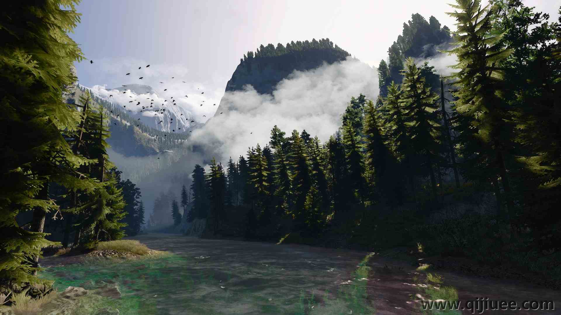 PC游戏 电子游戏  数字艺术 水 河流 树木 自然 森林 CGI 天空 阳光 4K壁纸3840 x 2160/6.4 MB-柒染云阁