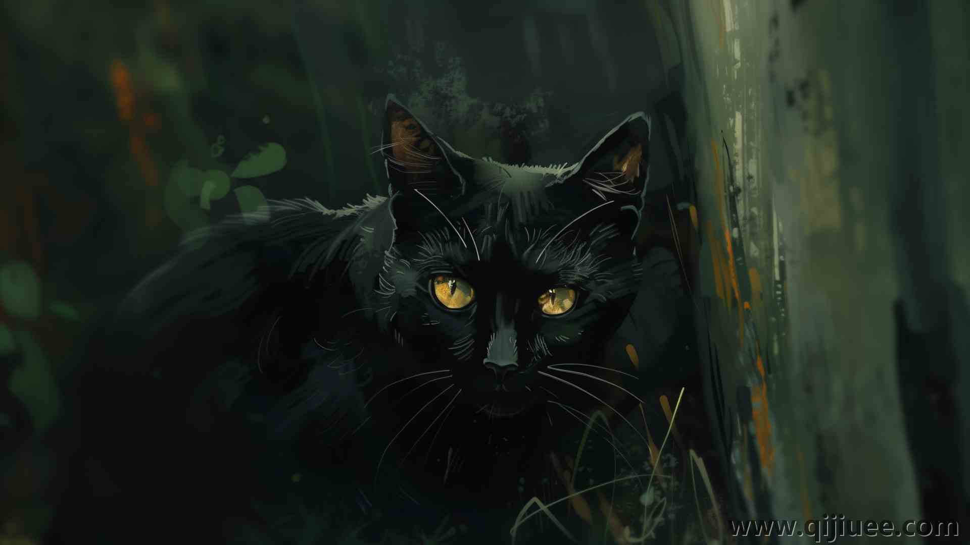 AI艺术 插图 黑色 猫 绘画 电脑壁纸 4K壁纸5824 x 3264/11.31 MB-柒染云阁