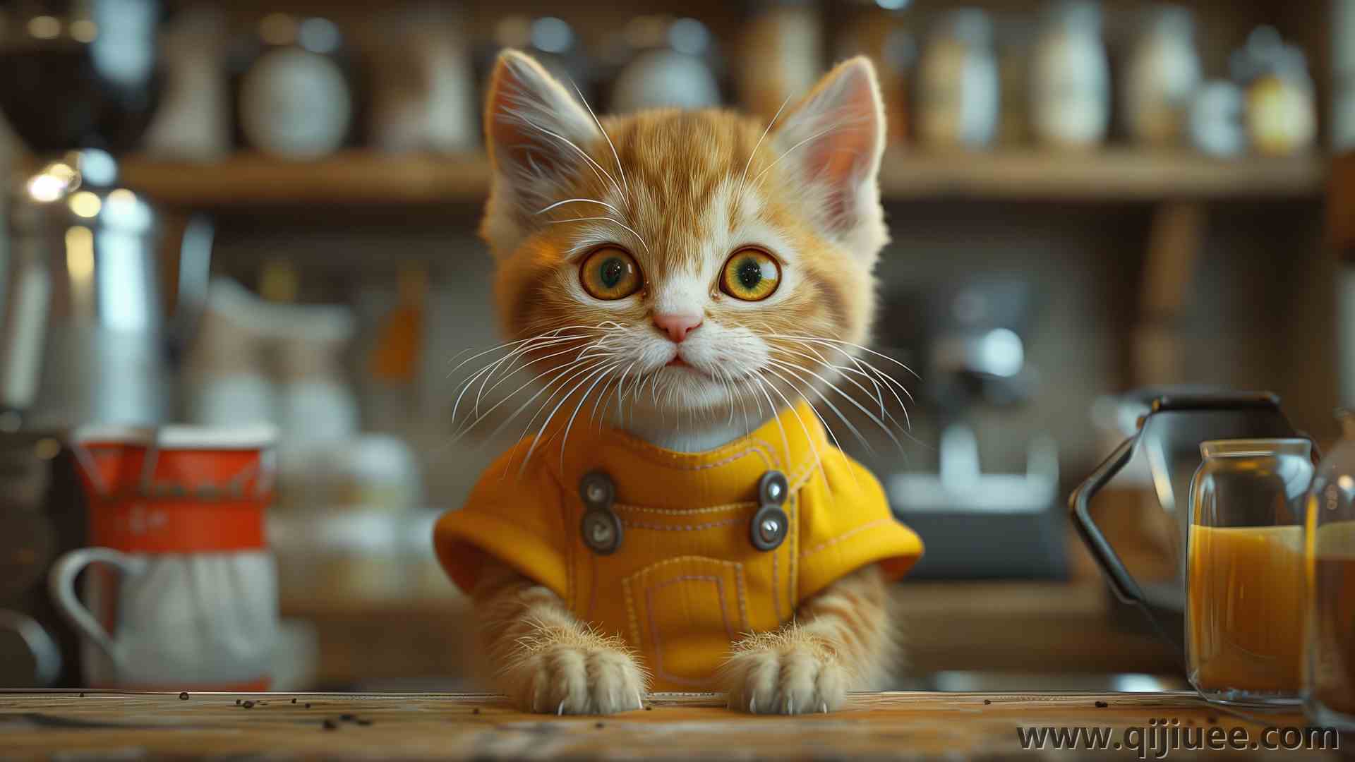 咖啡师 人工智能艺术 猫 拟人化 小猫 电脑壁纸 4K壁纸5824 x 3264/8.99 MB-柒染云阁