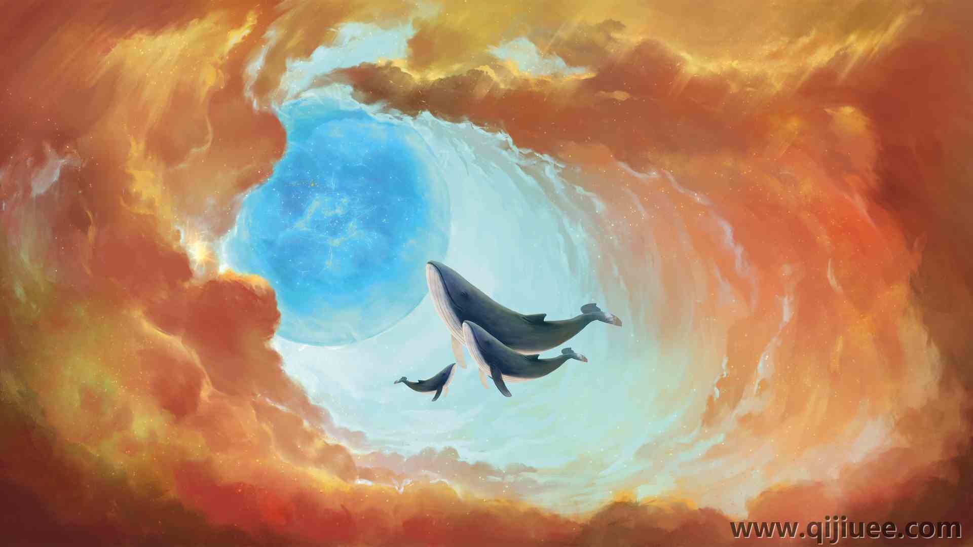 奇幻艺术 鲸鱼 AI艺术  电脑壁纸 4K壁纸3840 x 2160/1.04 MB-柒染云阁