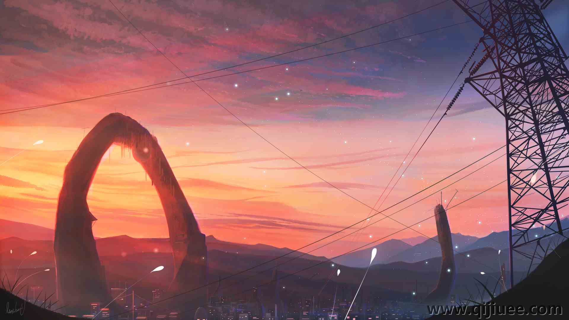 动漫 天空 户外 风景 动画 动漫 电脑壁纸 4K壁纸3840 x 2160/1.2 MB-柒染云阁
