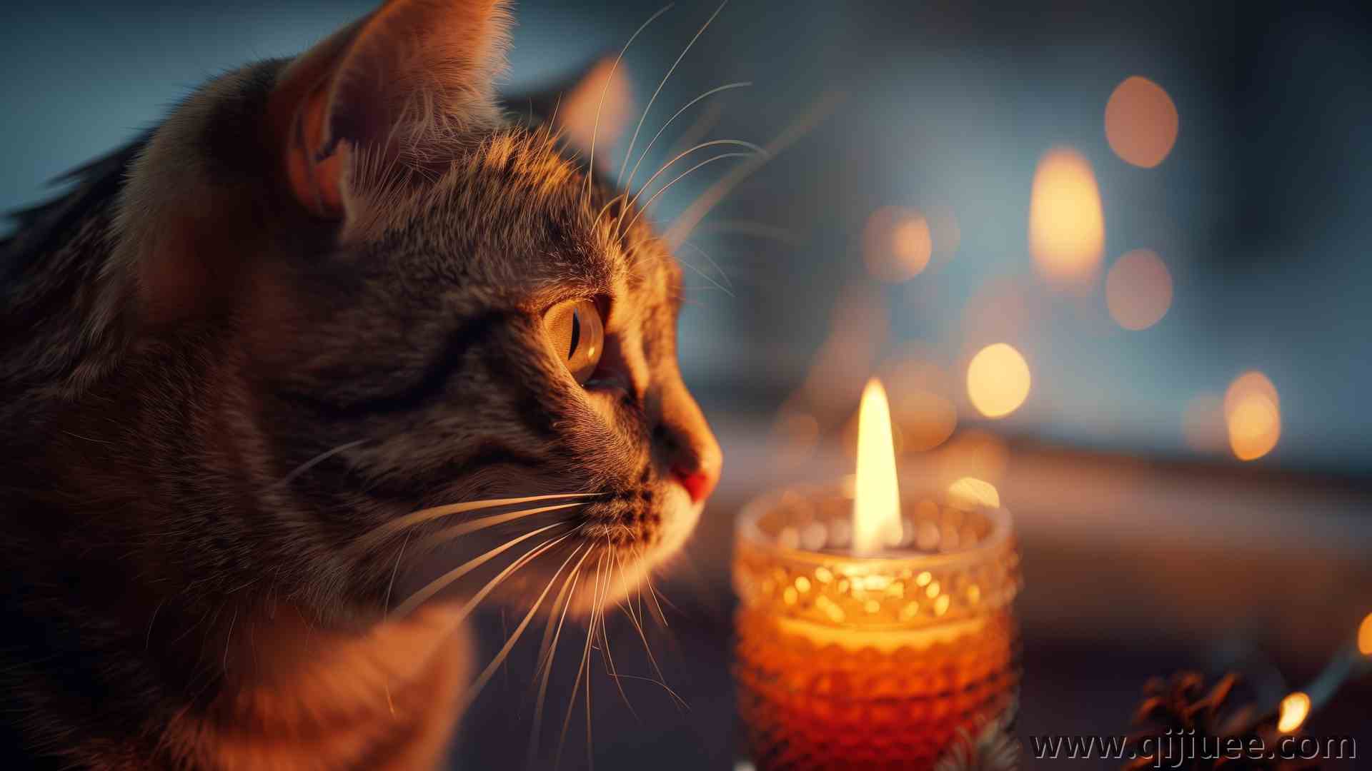 猫 蜡烛 散景 电脑壁纸 4K壁纸5824 x 3264/9.97 MB-柒染云阁
