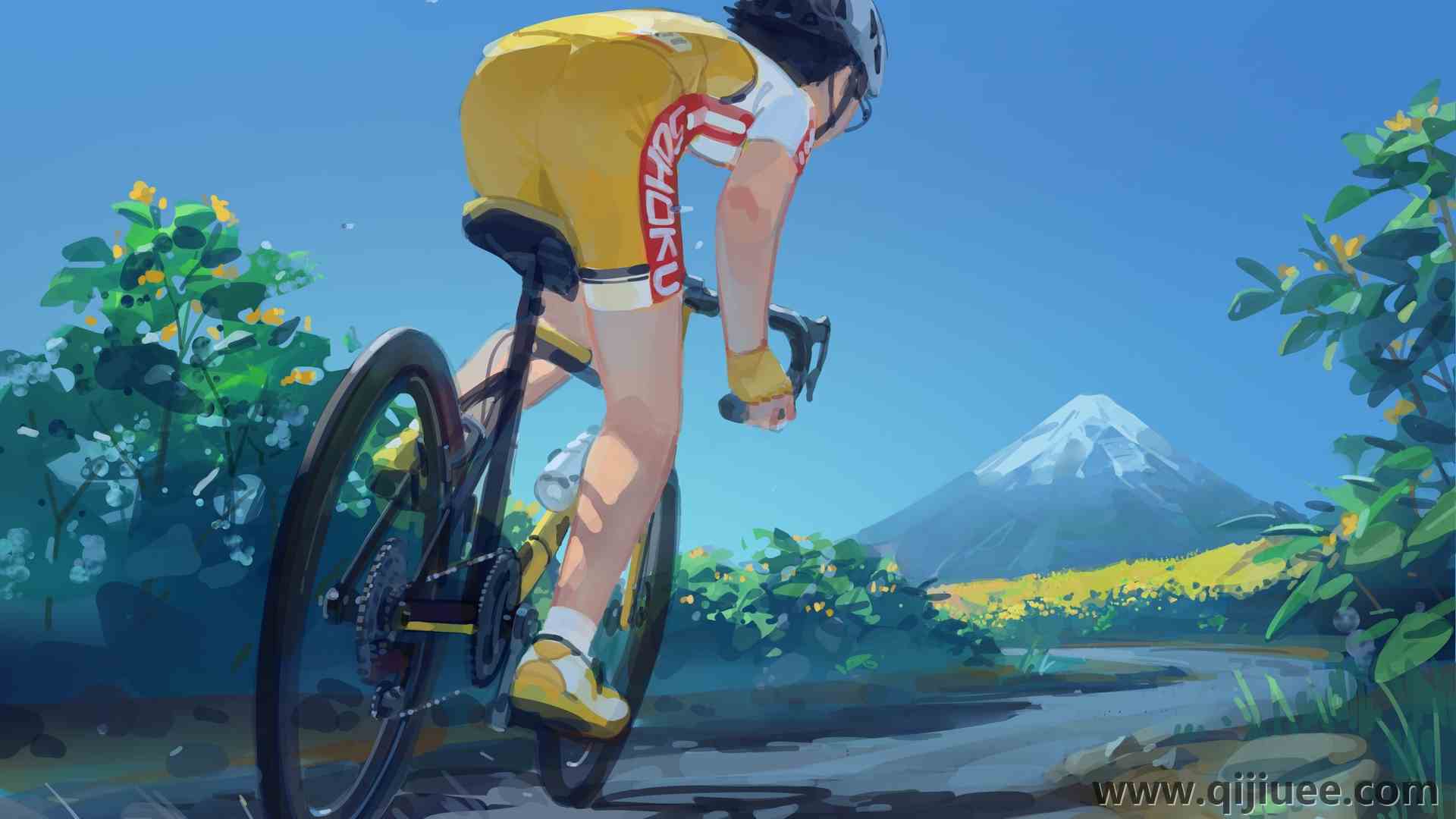 自行车 山地 运动 动漫 动画 蓝色 电脑壁纸 4K壁纸4093 x 2894/1.42 MB-柒染云阁