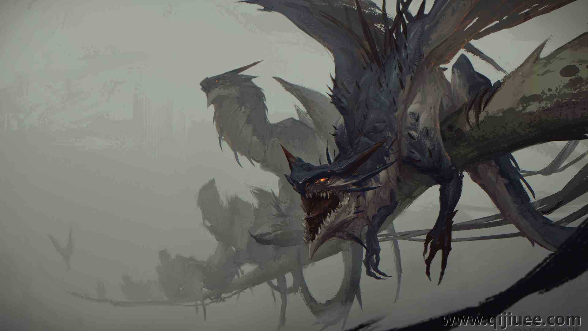 奇幻艺术 雾 龙 生物 绘画 艺术 电脑壁纸 4K壁纸3840 x 2202/1.49 MB-柒染云阁