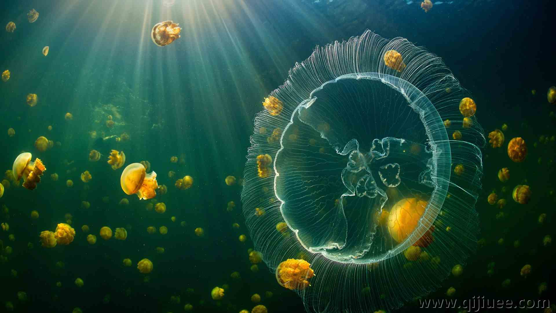水母 水下 动物 海洋 生物  电脑壁纸 4K壁纸3840 x 2160/4.25 MB-柒染云阁