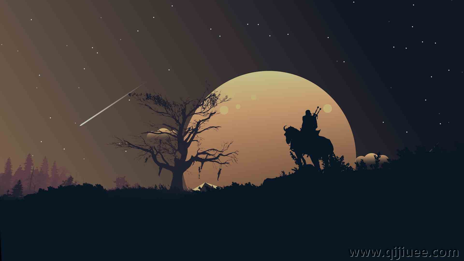 巫师 狂野狩猎 风景 夜晚  电脑壁纸 4K壁纸3840 x 2160/0.66 MB-柒染云阁